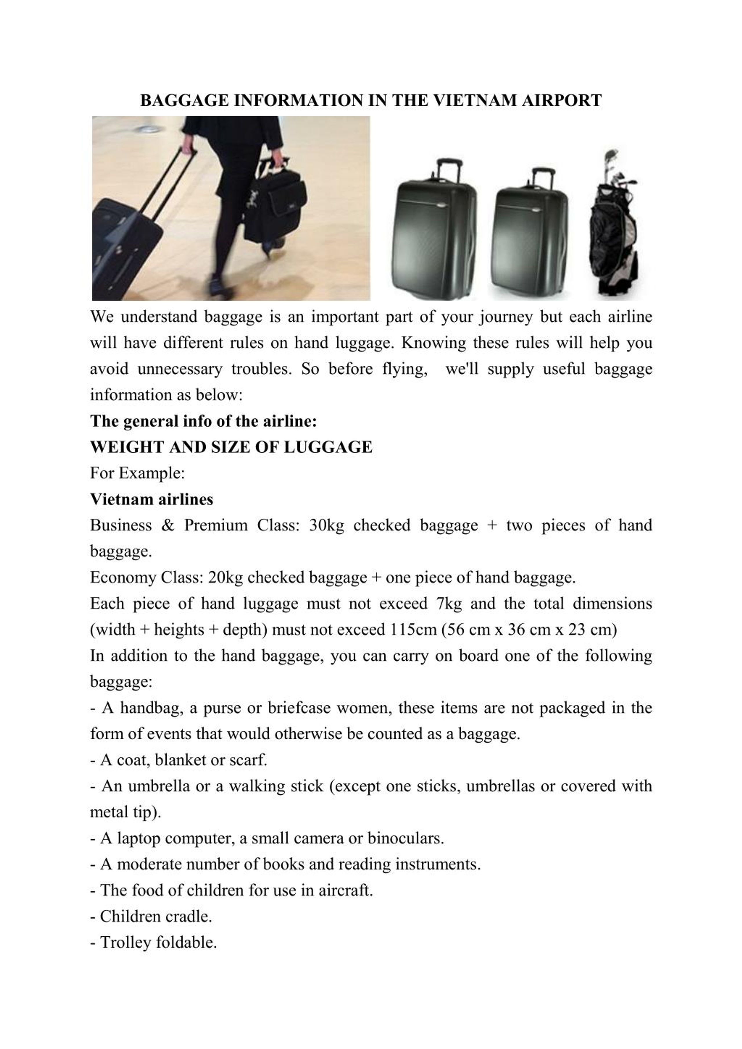 PPT BAGGAGE INFORMATION IN THE VIETNAM AIRPORT PowerPoint