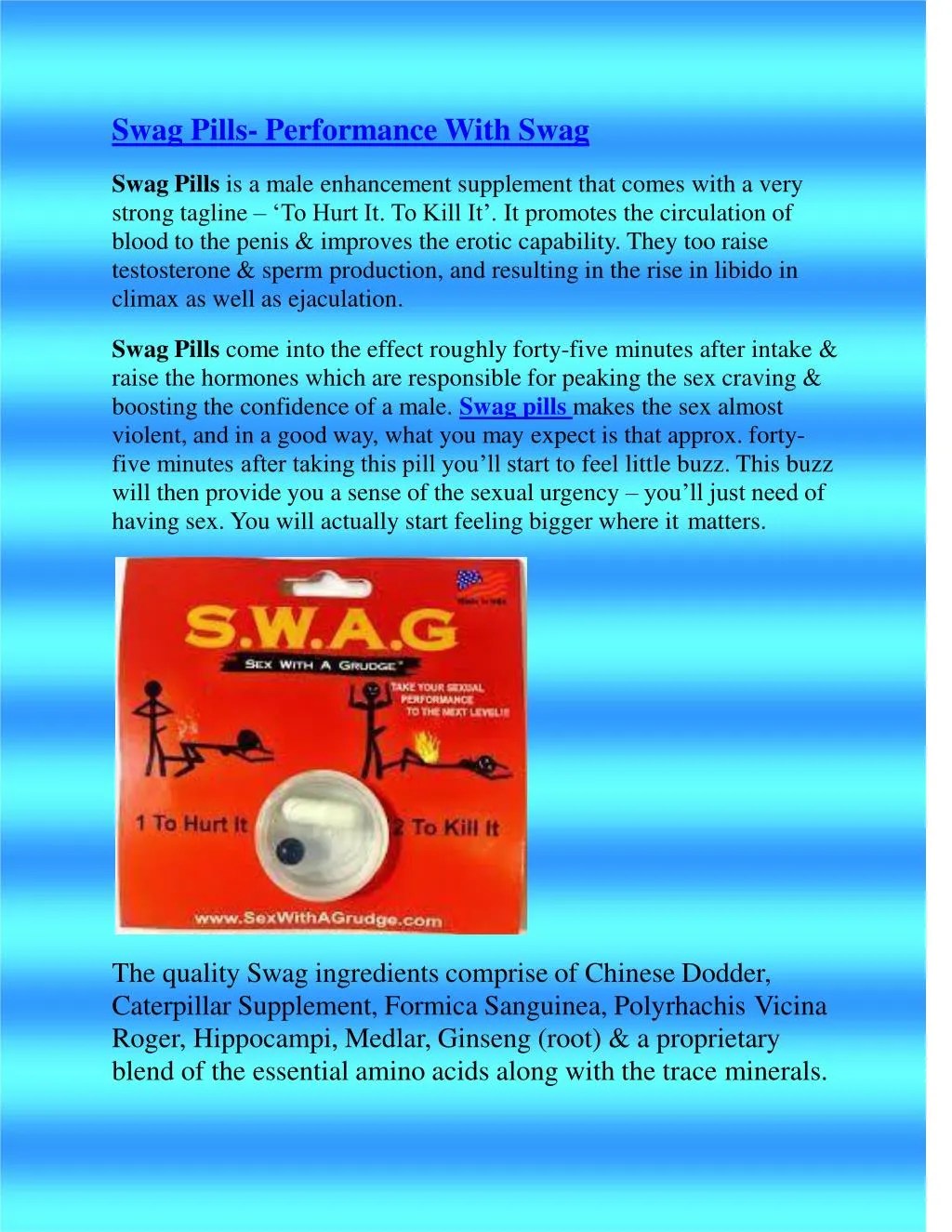 PPT Swag Pills Performance With Swag PowerPoint Presentation, free