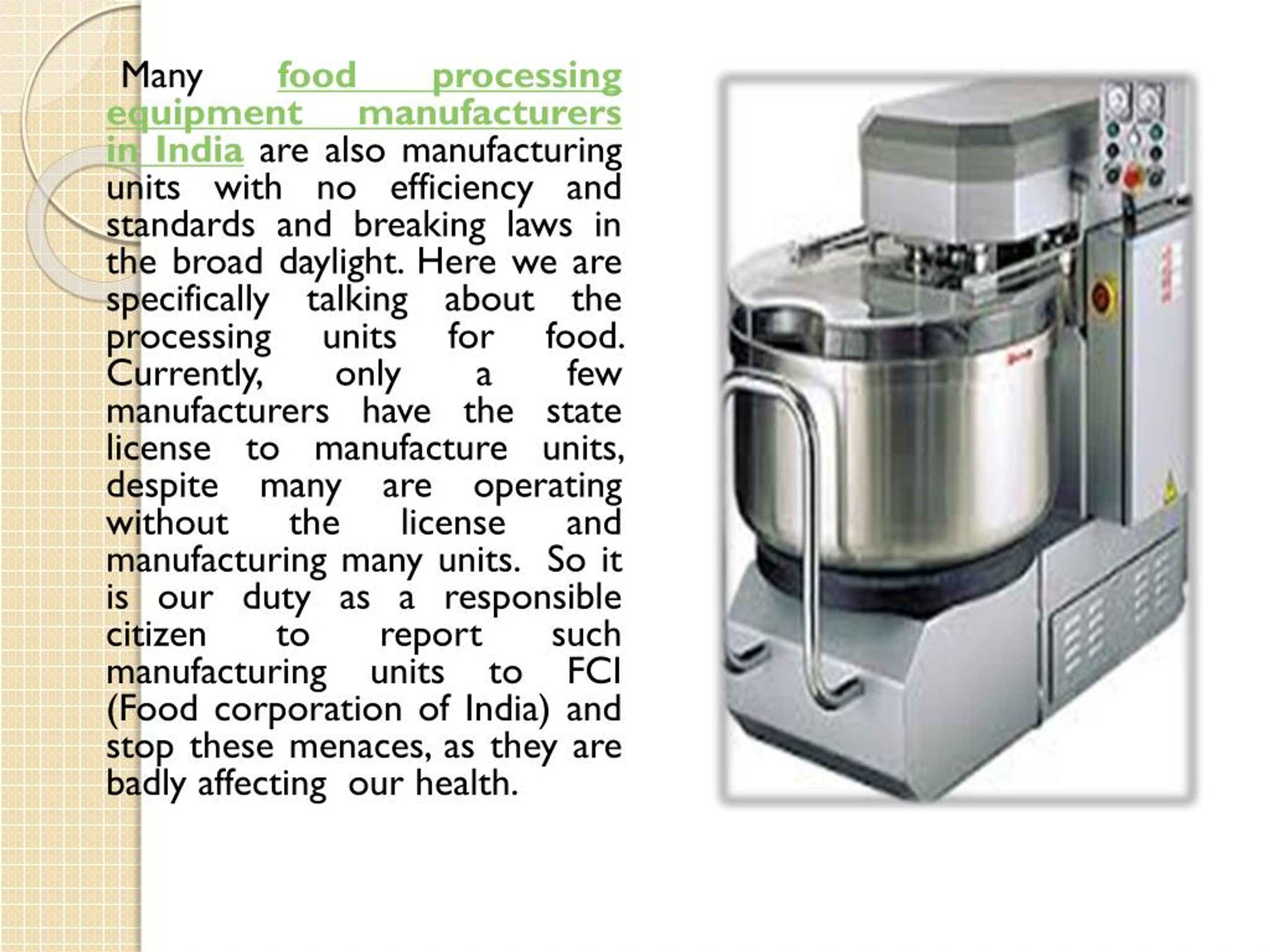 PPT Leading Food Processing Equipment Manufacturers For Commercial