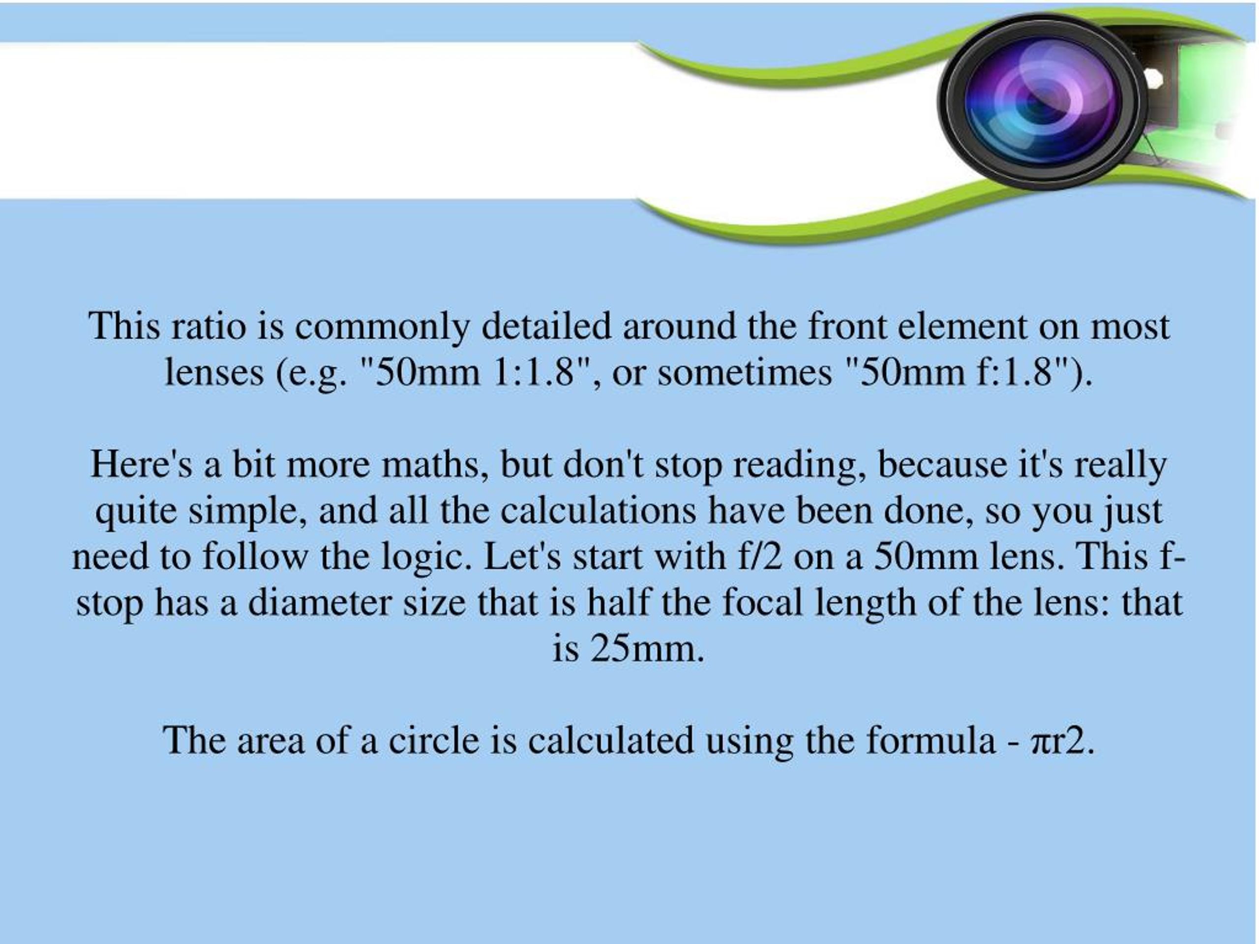 PPT Camera Lens FStop Values Explained PowerPoint Presentation, free