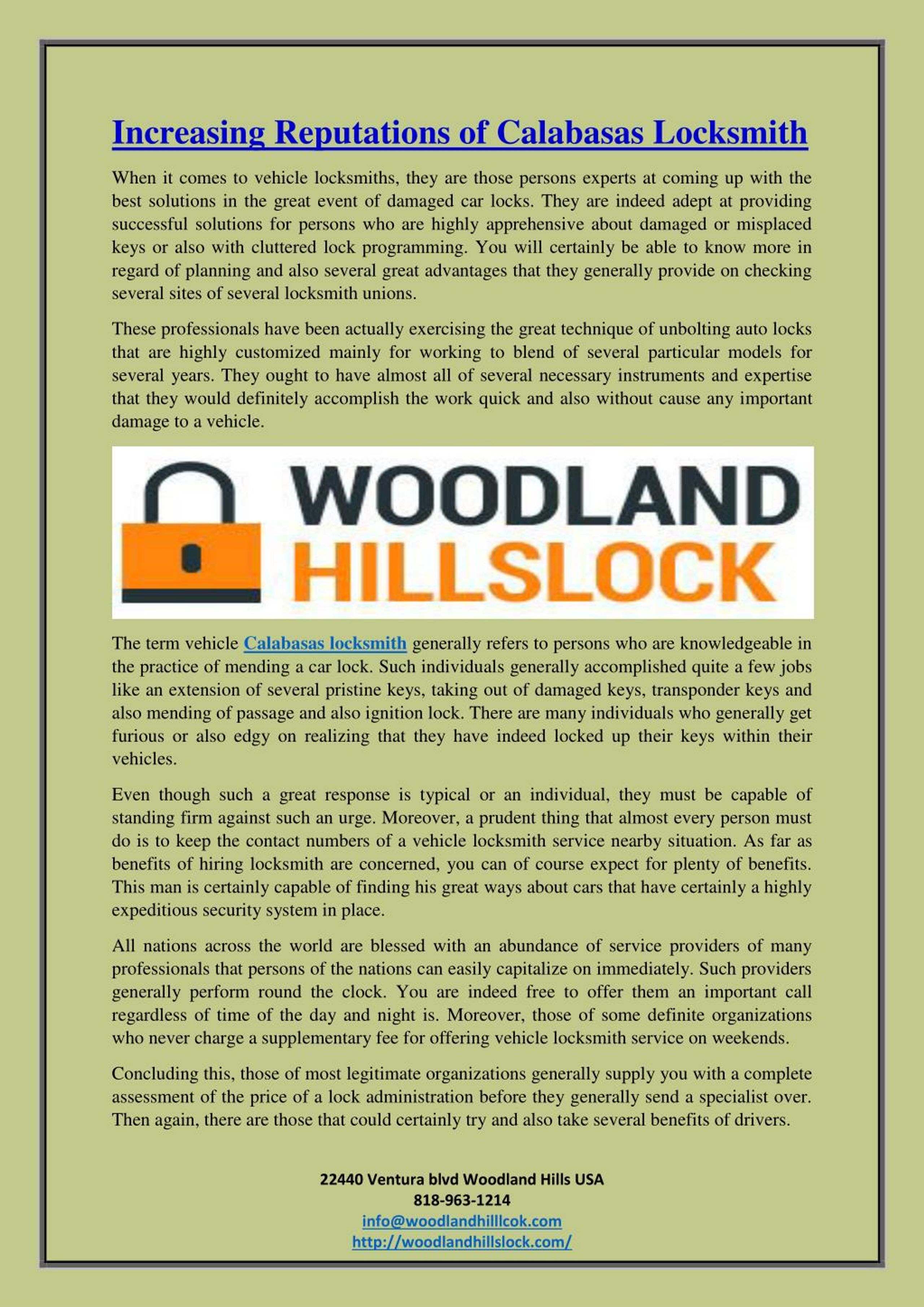 PPT Increasing Reputations of Calabasas Locksmith PowerPoint Presentation ID7438716