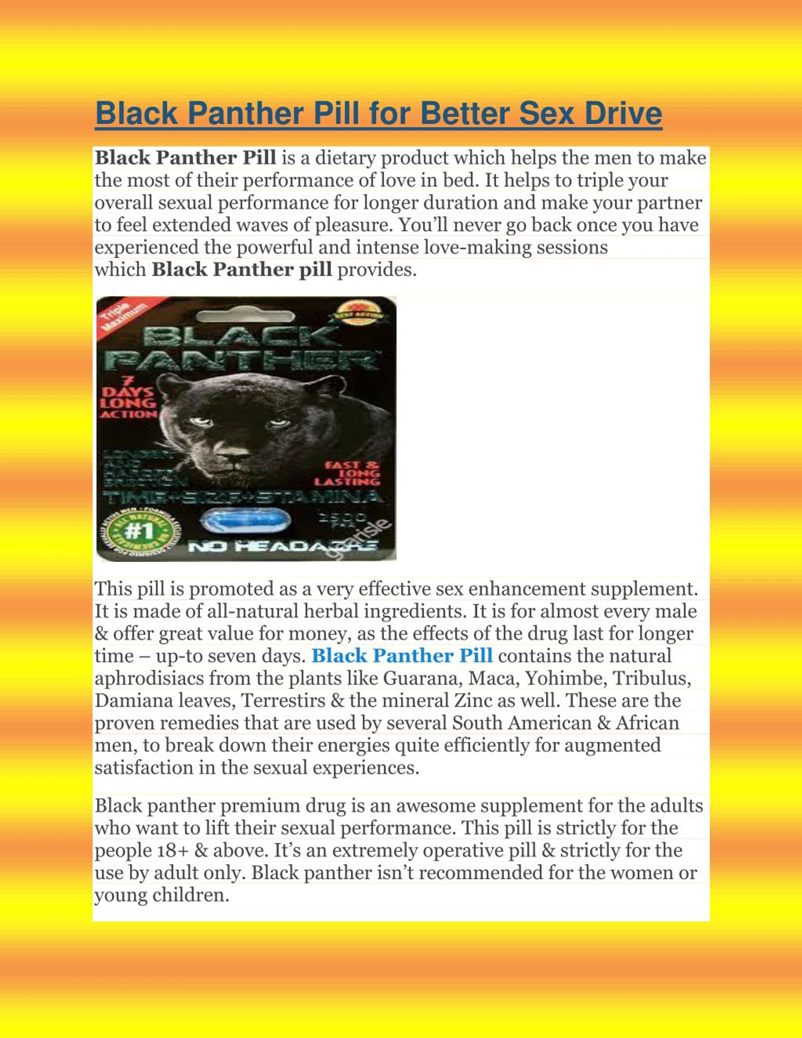 PPT Black Panther Pill for Better Sex Drive PowerPoint Presentation