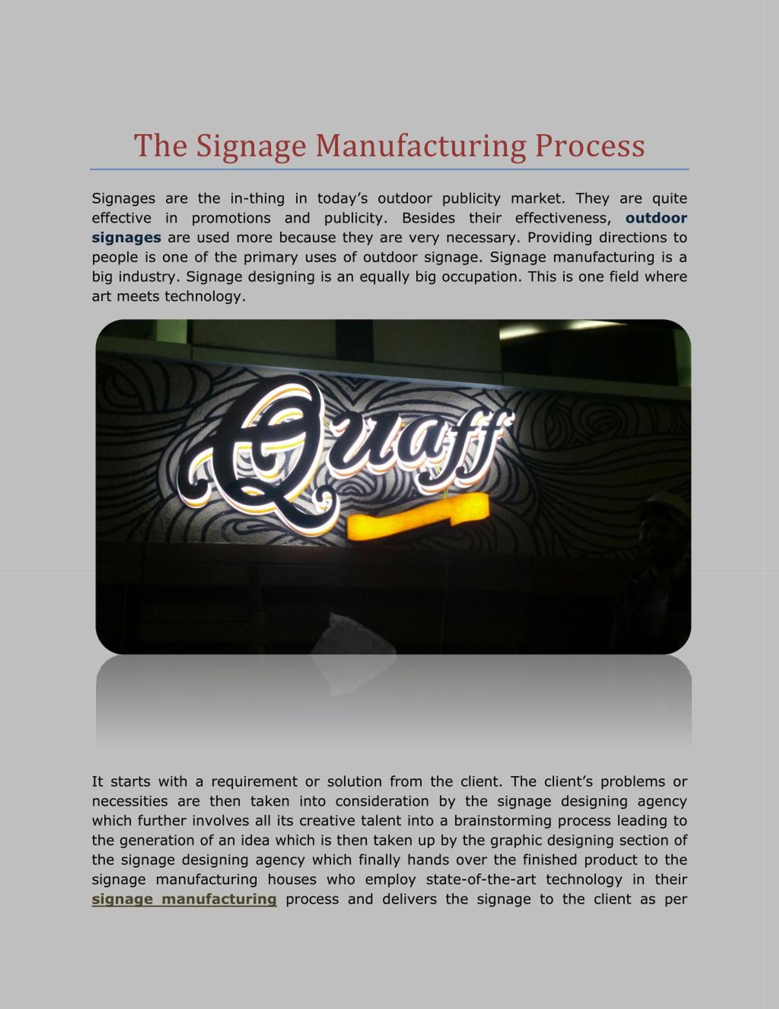 PPT The Signage Manufacturing Process PowerPoint Presentation, free download ID7440622