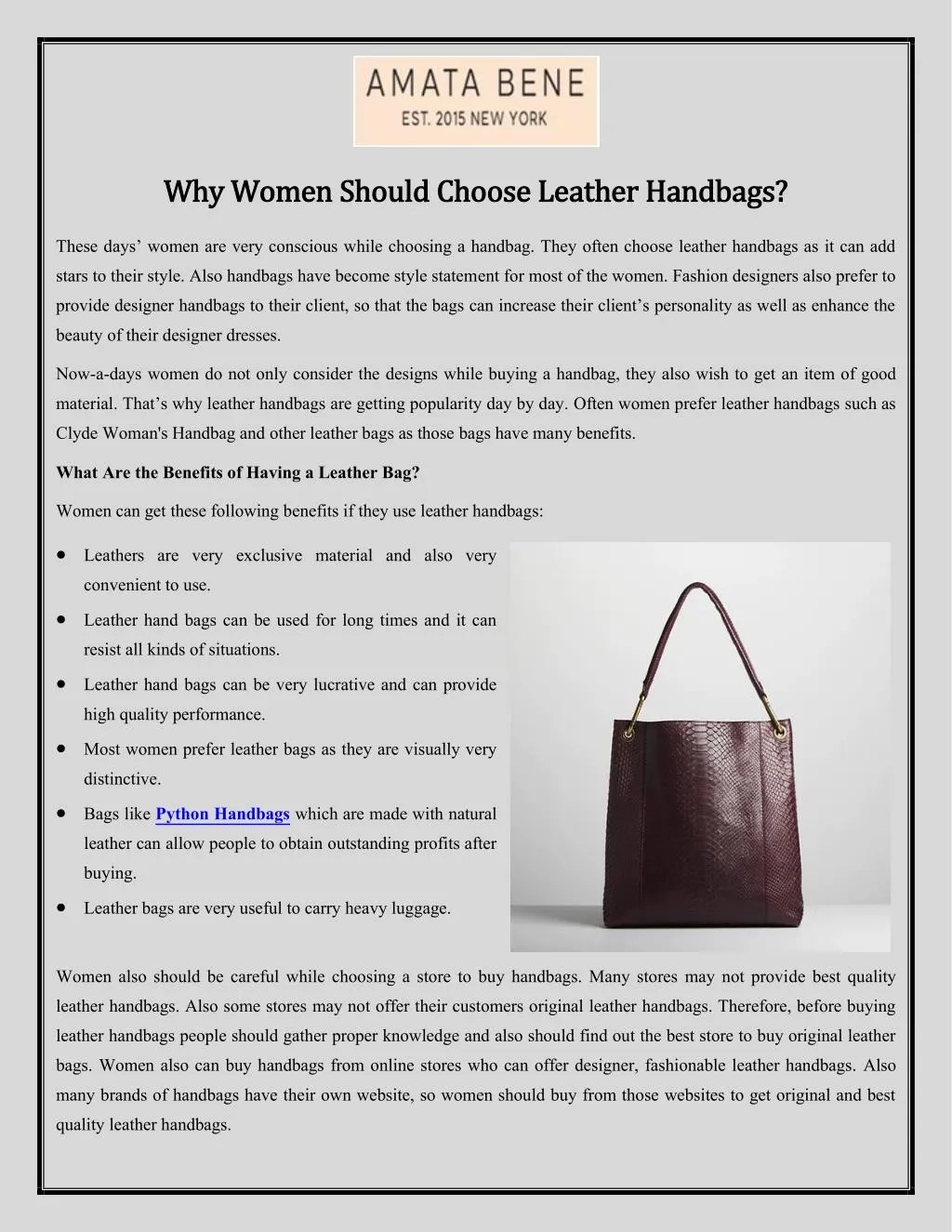 PPT Why Women Should Choose Leather Handbags? PowerPoint Presentation