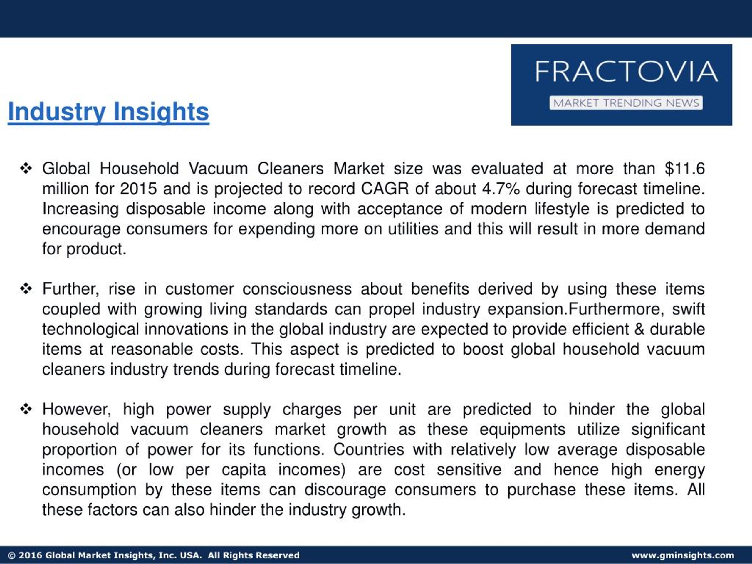 PPT Household Vacuum Cleaners Market size, share, growth, trends and forecast by 2024