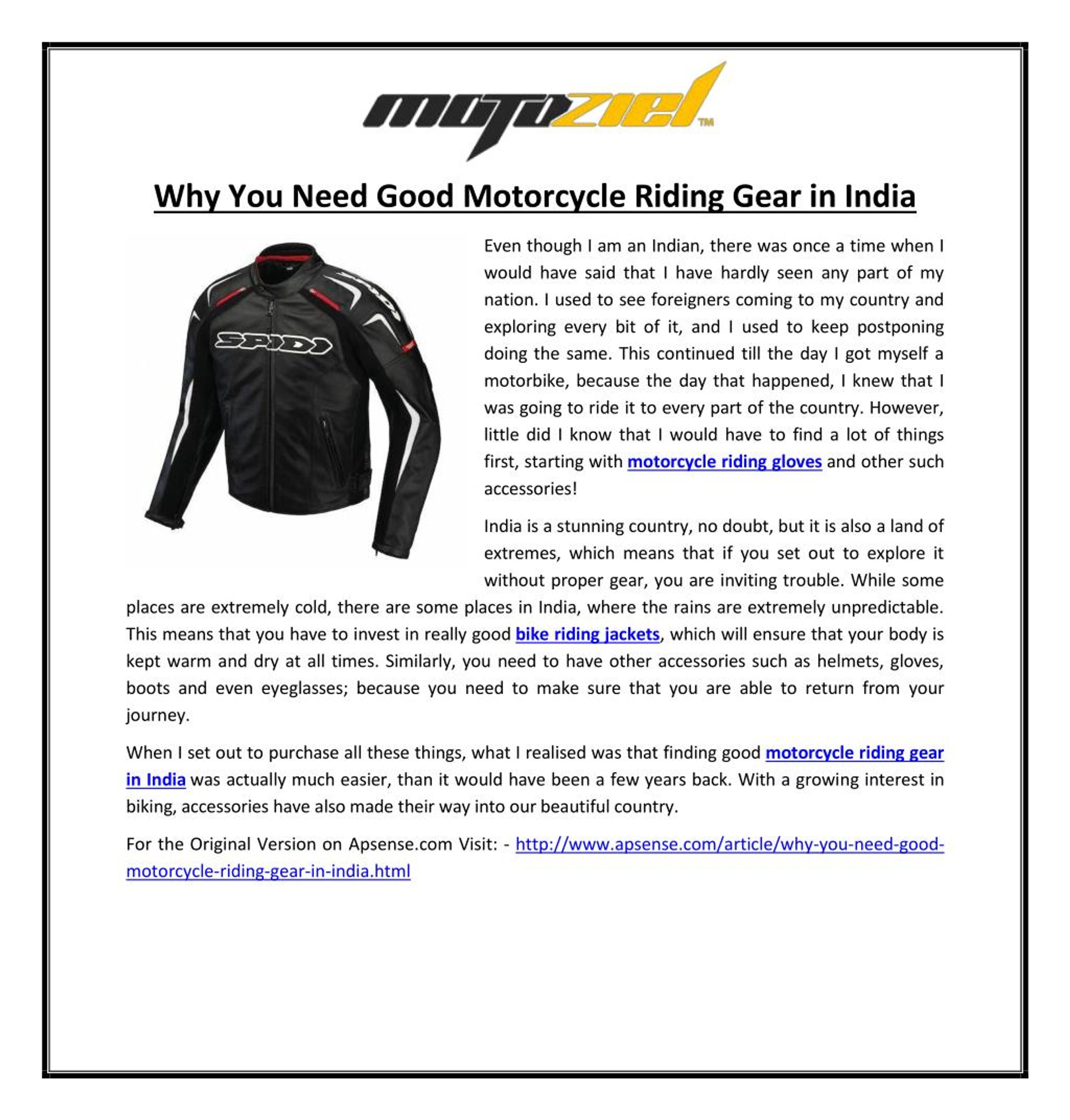 PPT Why You Need Good Motorcycle Riding Gear in India PowerPoint