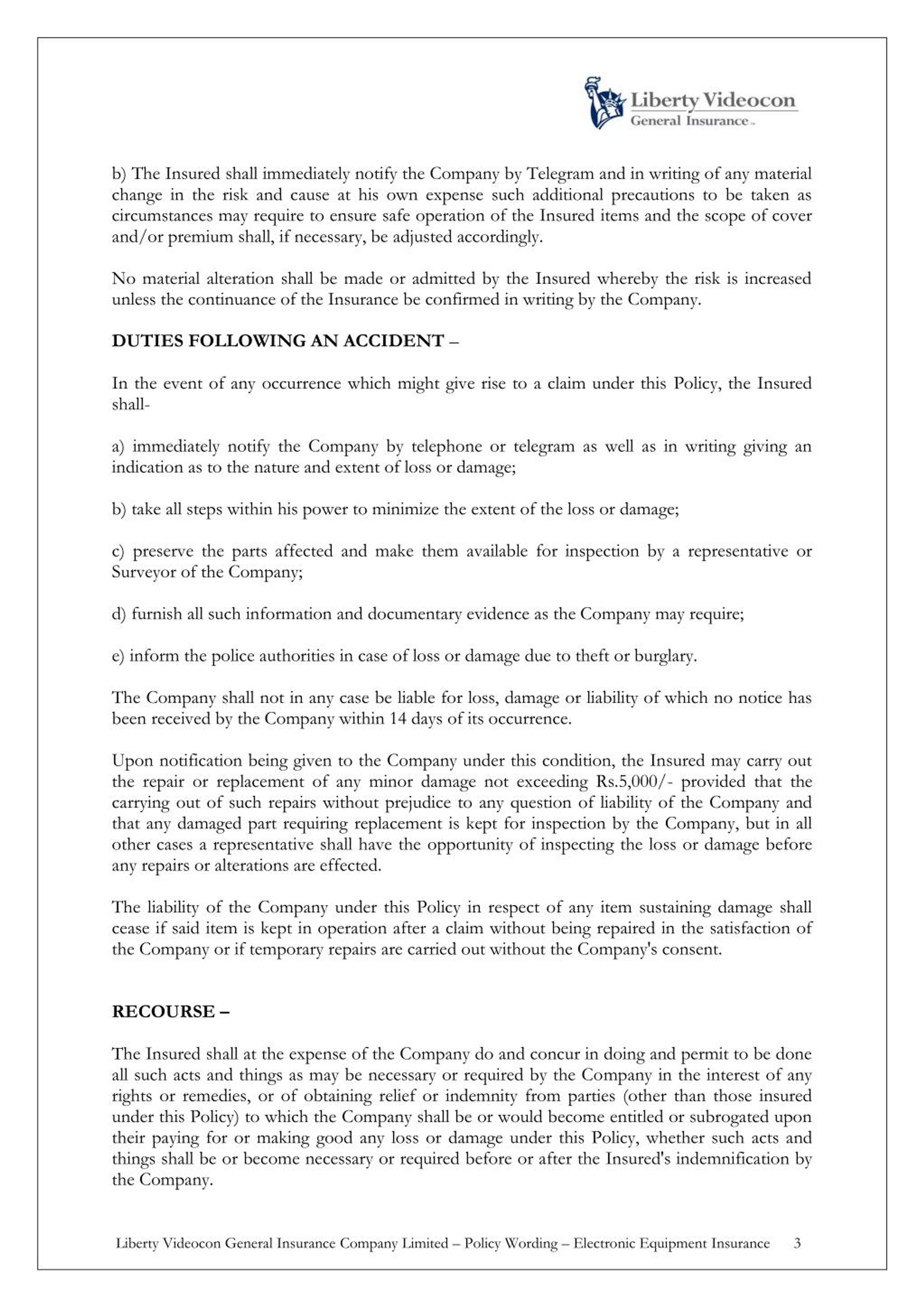 PPT Electronic Equipment Insurance Policy Wording Liberty General