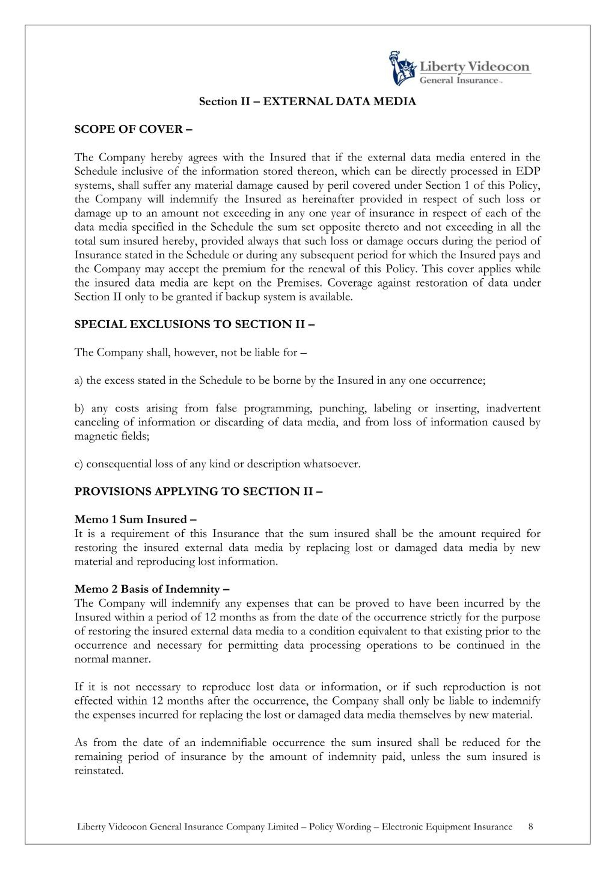 PPT Electronic Equipment Insurance Policy Wording Liberty General