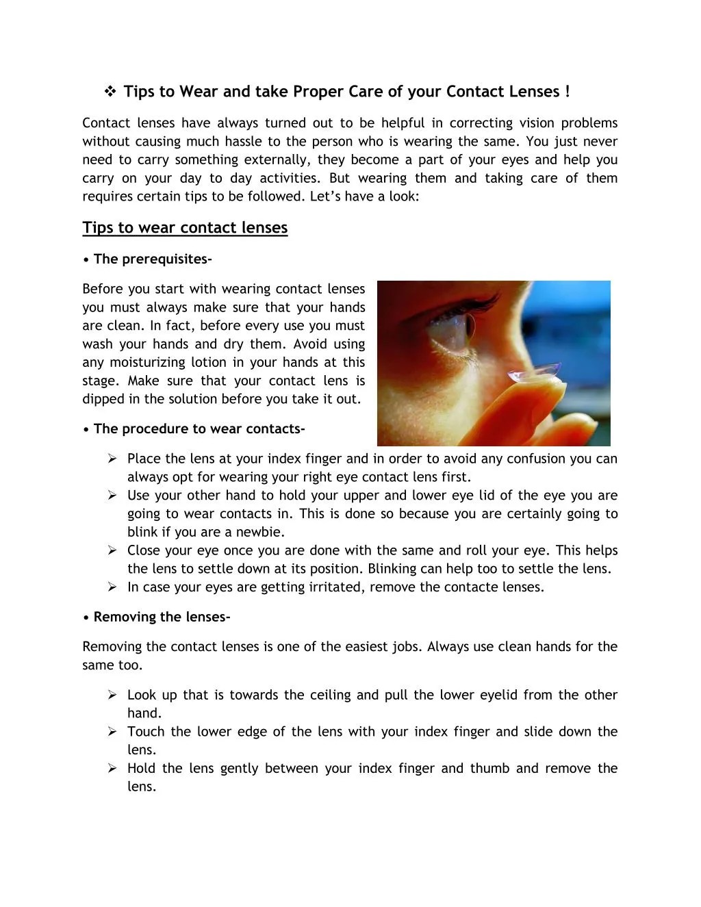 PPT Tips to Wear and take Proper Care of your Contact Lenses