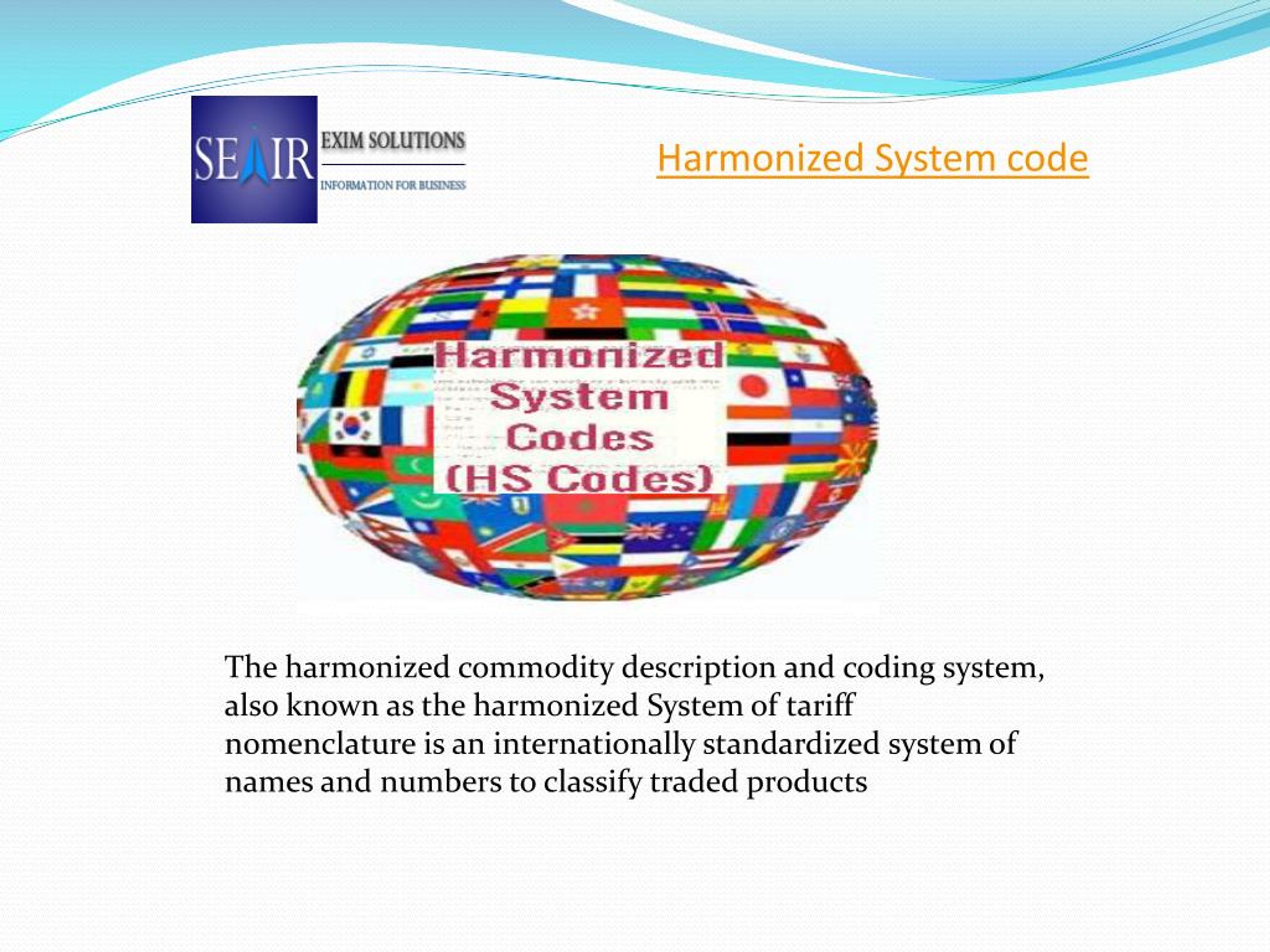 PPT Get Data of all Harmonized System code from SeAir PowerPoint
