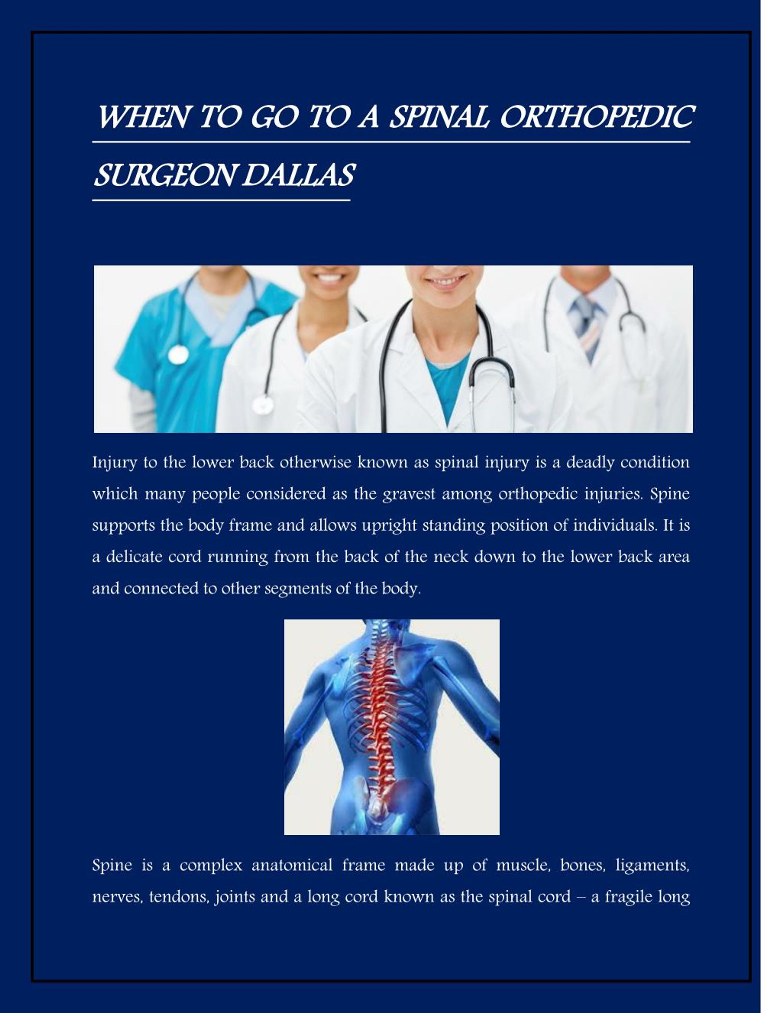PPT WHEN TO GO TO A SPINAL ORTHOPEDIC SURGEON DALLAS PowerPoint