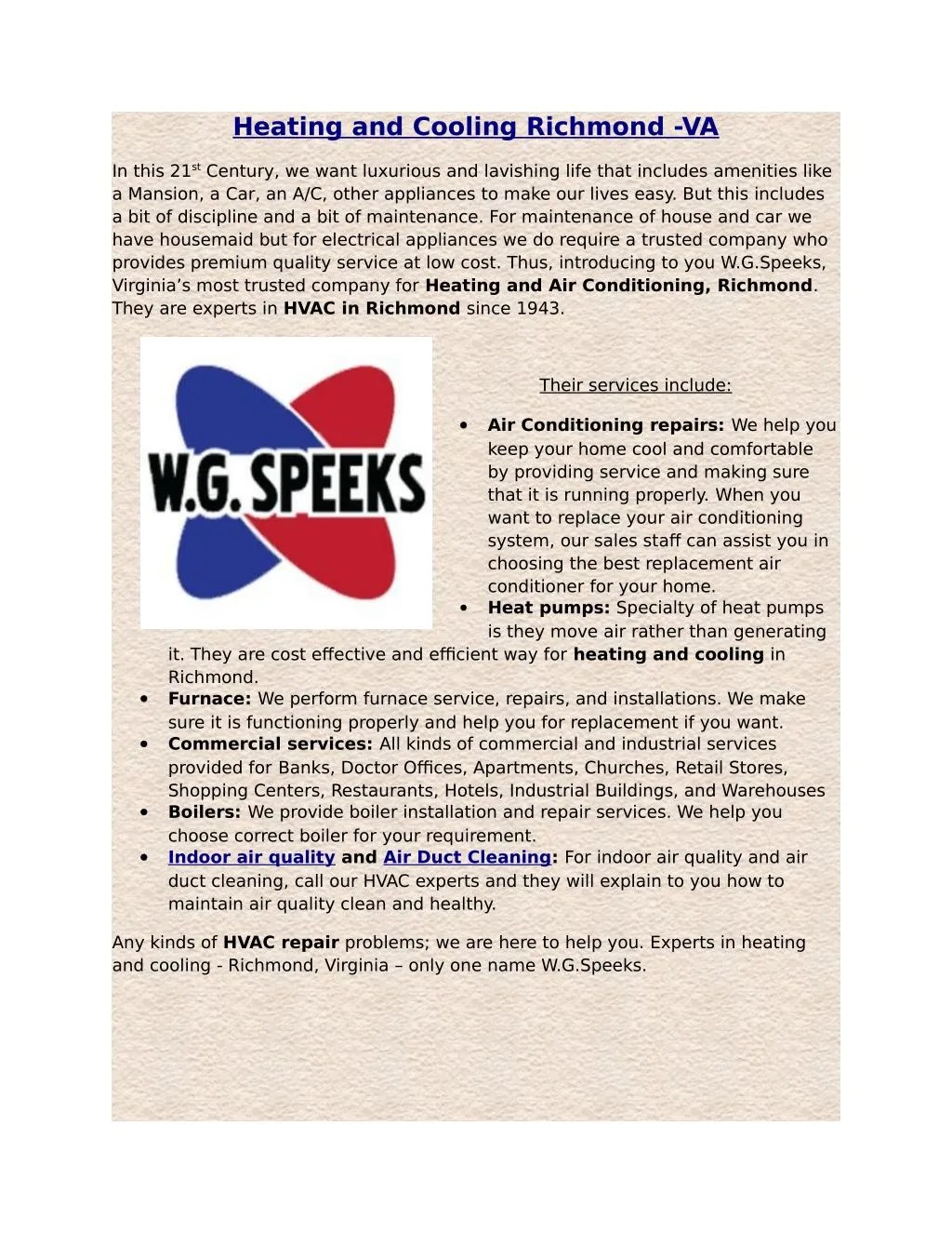 PPT Heating and Cooling Richmond VA PowerPoint Presentation, free