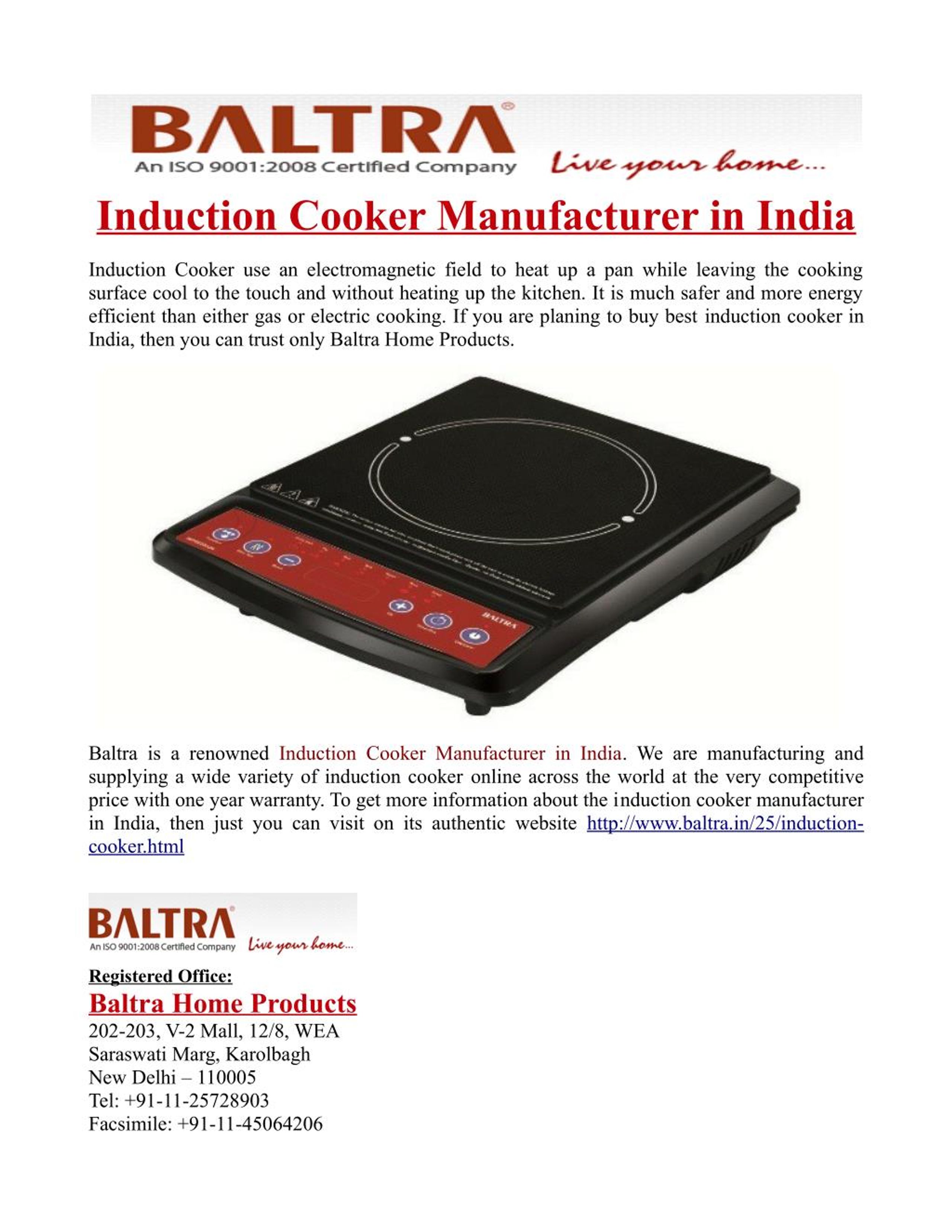 PPT Induction Cooker Manufacturer in India PowerPoint Presentation
