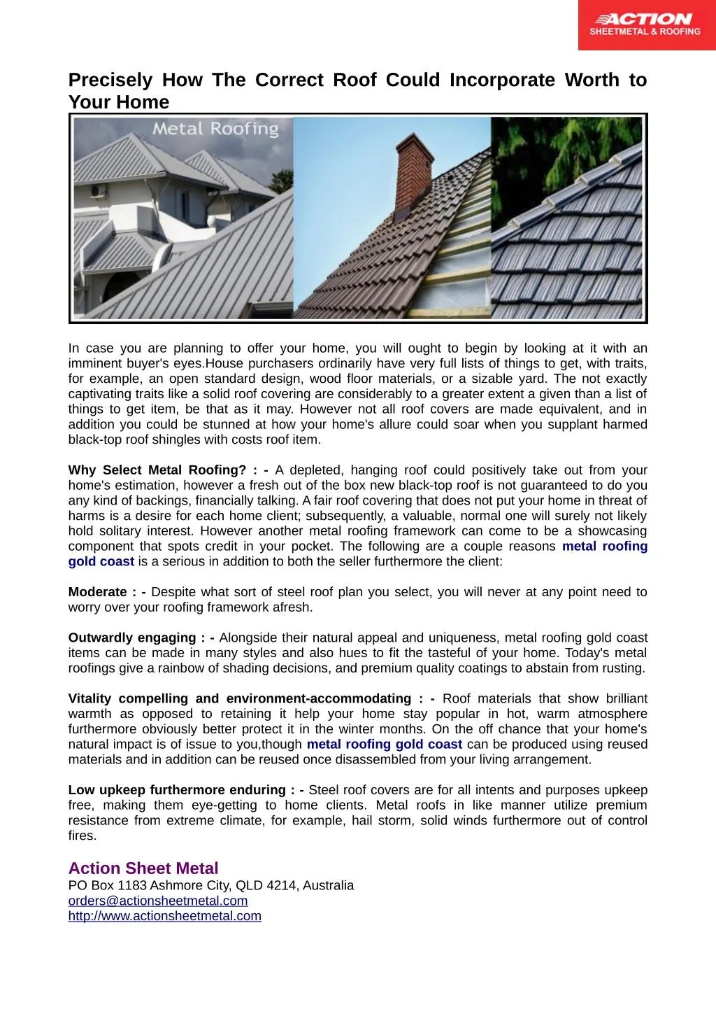 PPT Metal Roofing Gold Coast Can be Produced Using Reused Materials