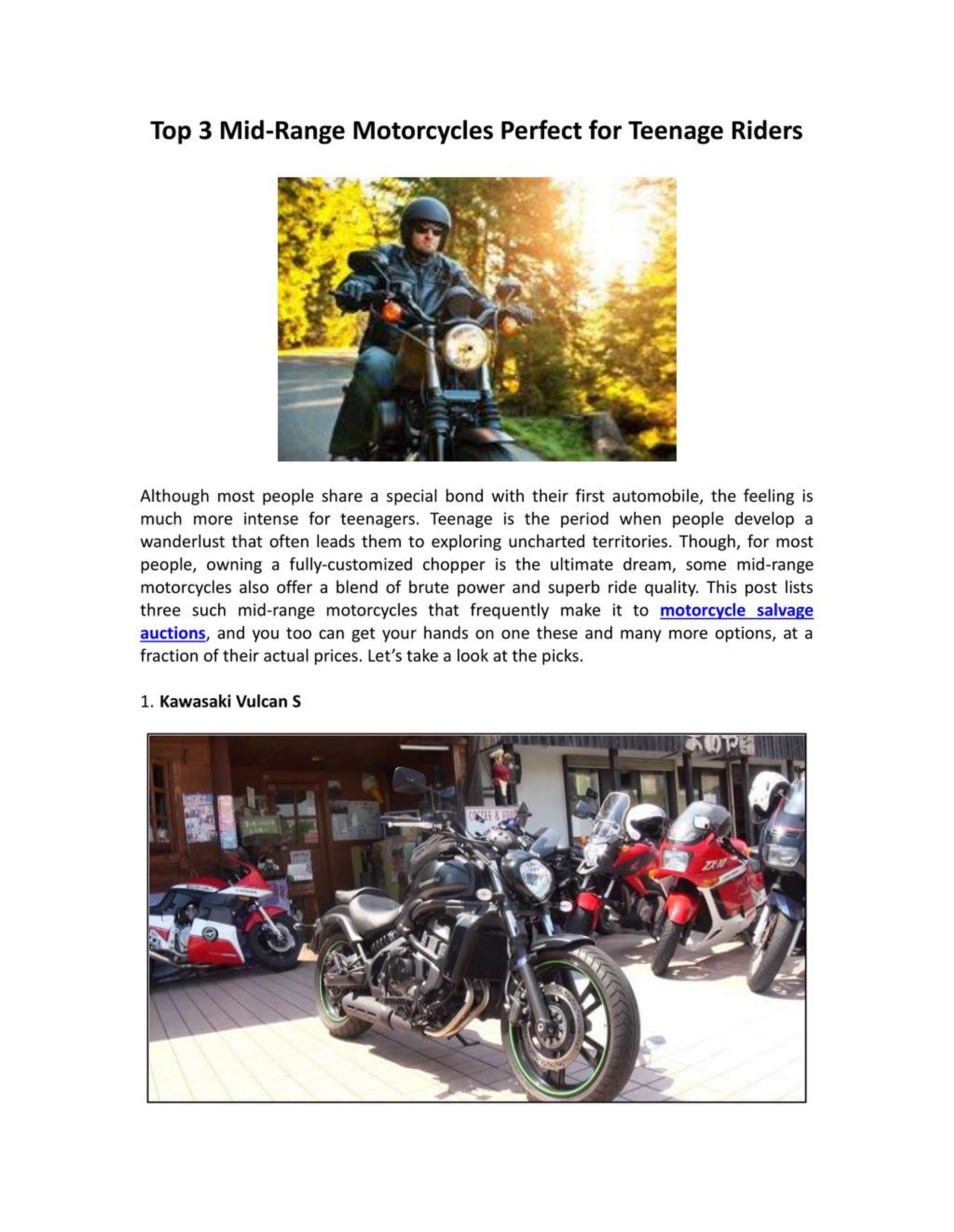 PPT Top 3 MidRange Motorcycles Perfect for Teenage Riders PowerPoint