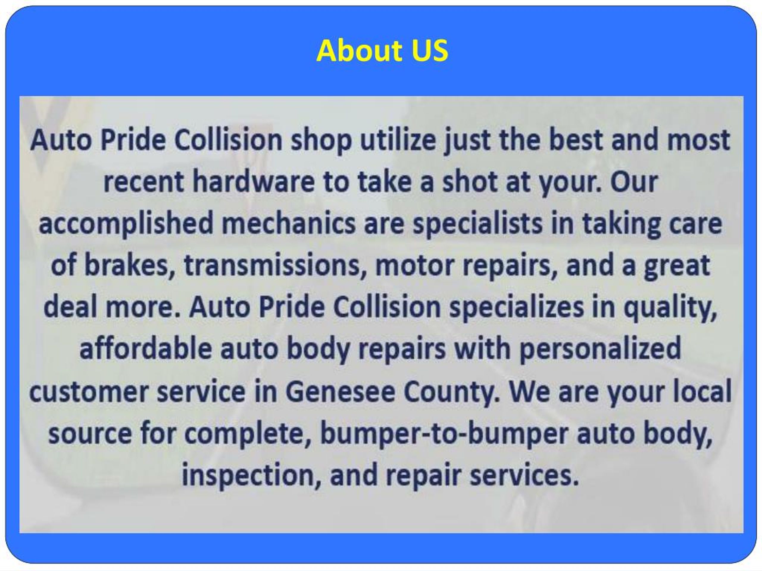 PPT Come to Our Auto Repair Shop in Flint Auto Pride Collision PowerPoint Presentation ID