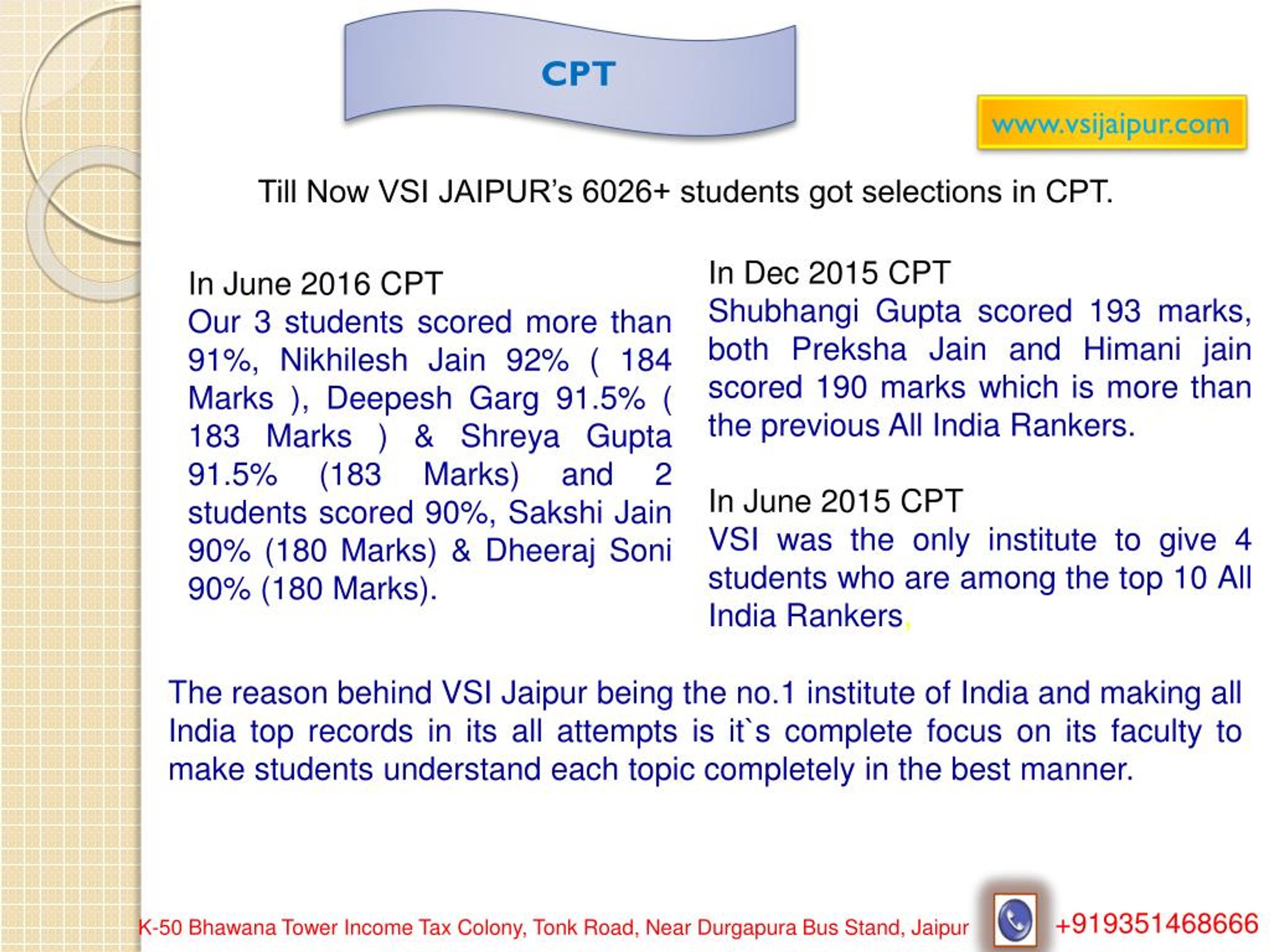 PPT Best CA Coaching Institute for IPCC and CPT VSI Jaipur