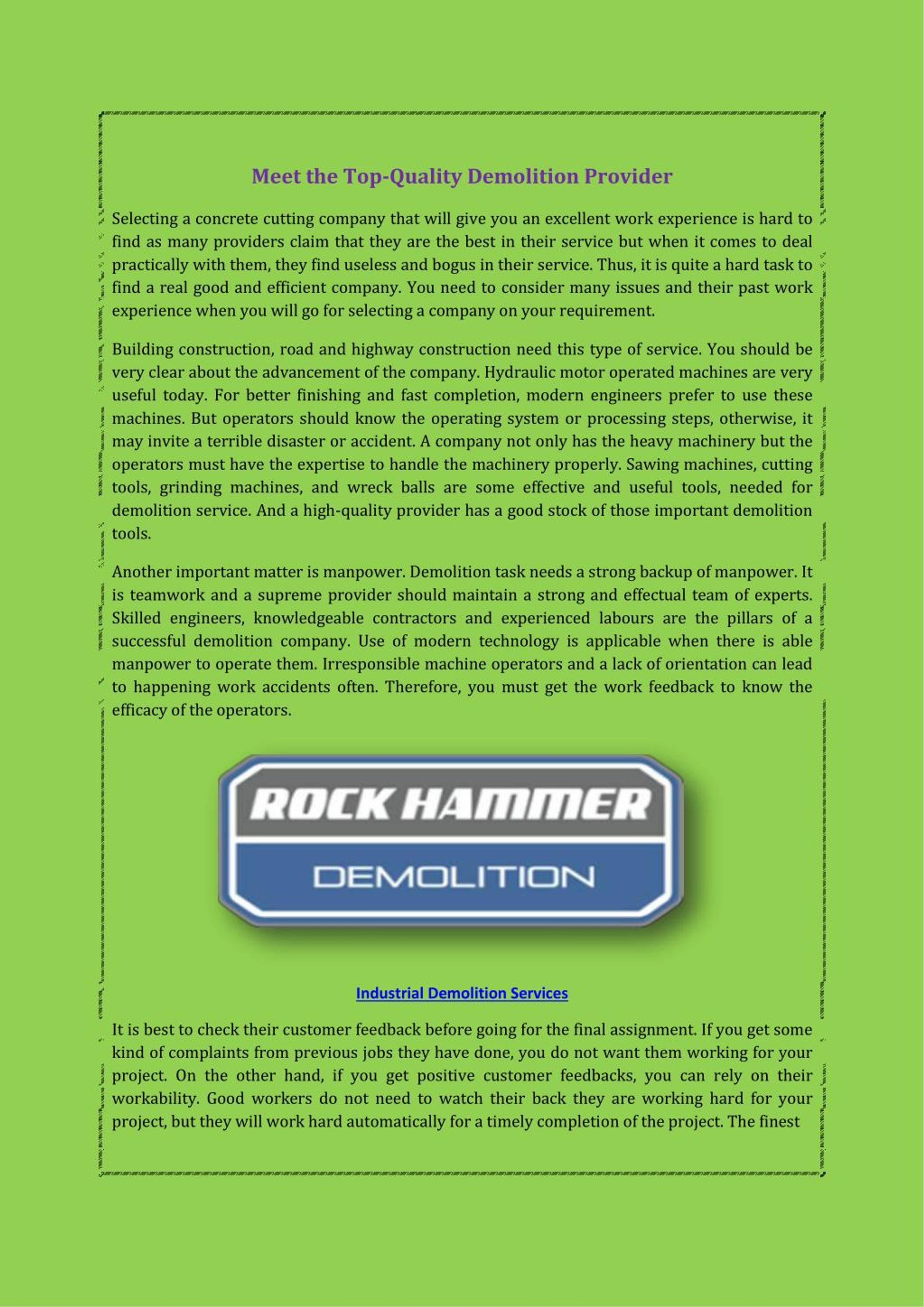 PPT Industrial Demolition Services PowerPoint Presentation, free