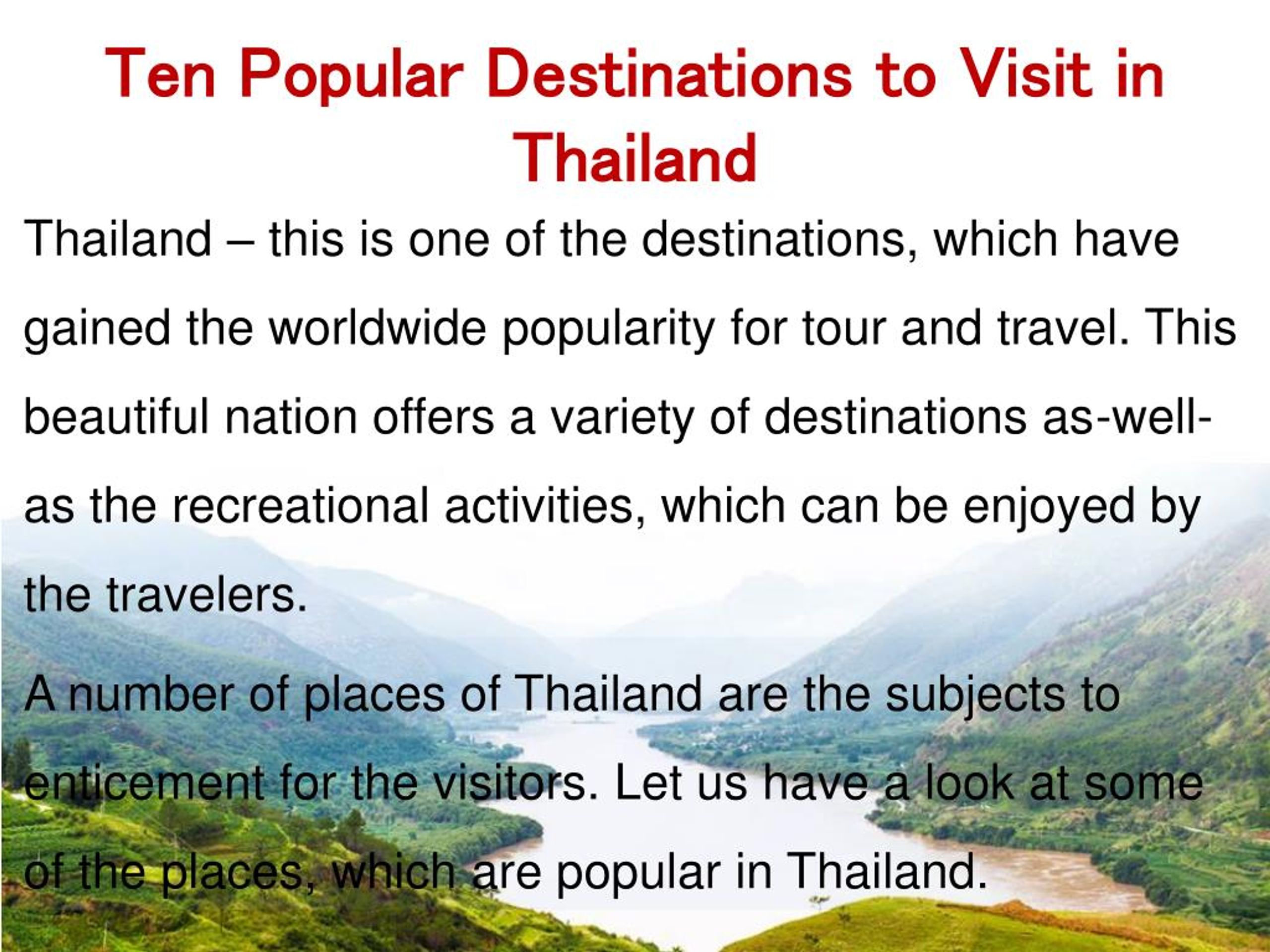 PPT Thailand Travel Agent Amazing Tour Package PowerPoint