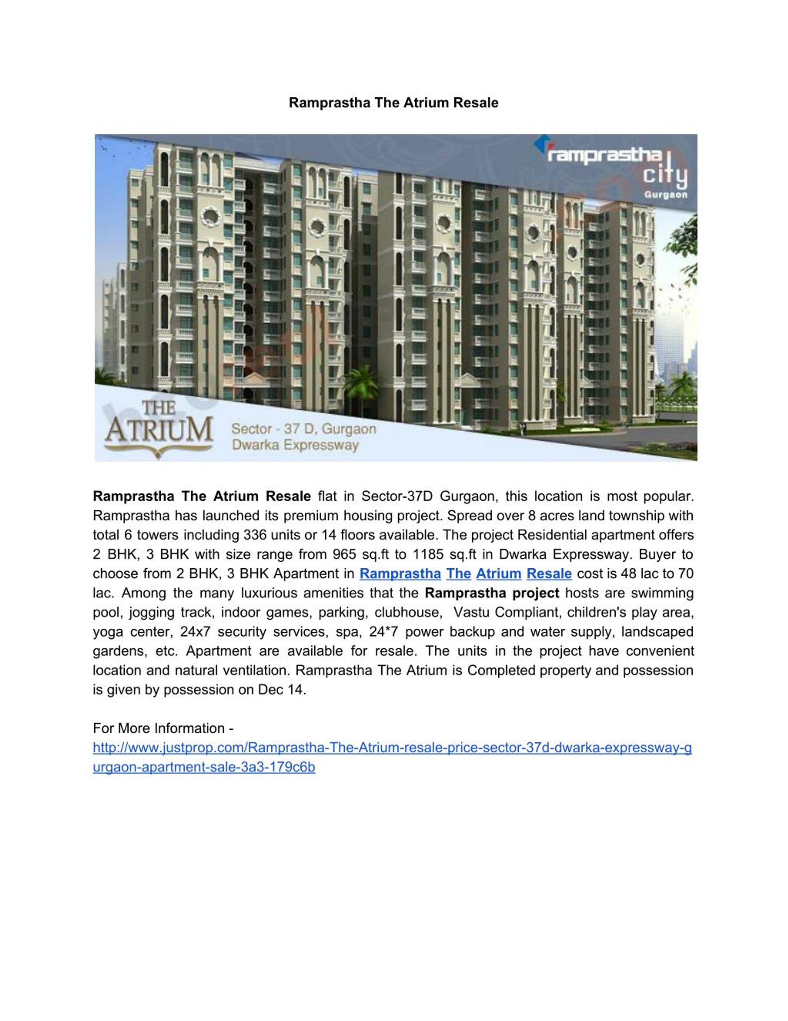 PPT Ramprastha The Atrium Resale PowerPoint Presentation, free