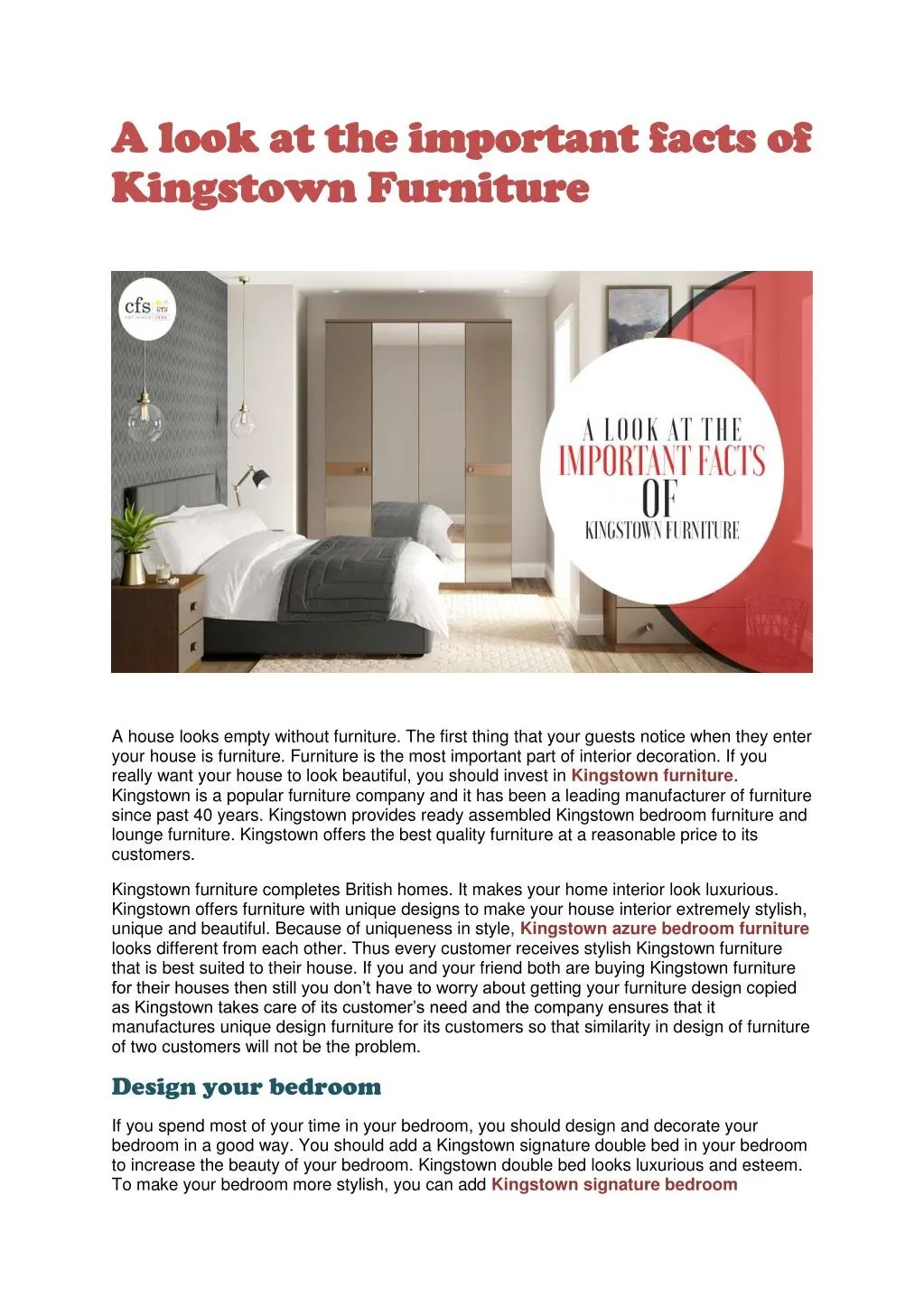 PPT A look at the important facts of Kingstown Furniture PowerPoint