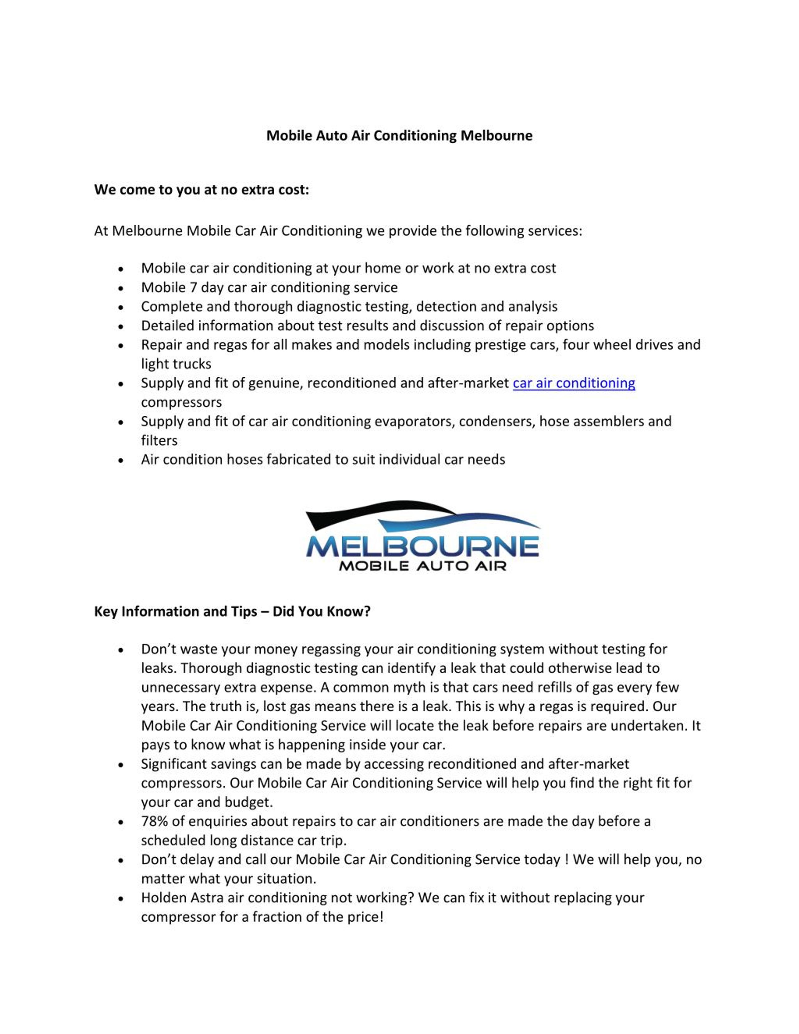 PPT Mobile Auto Air Conditioning Melbourne PowerPoint Presentation