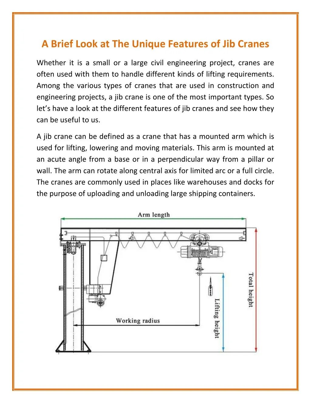 PPT Jib Crane with Excellent Performance PowerPoint Presentation
