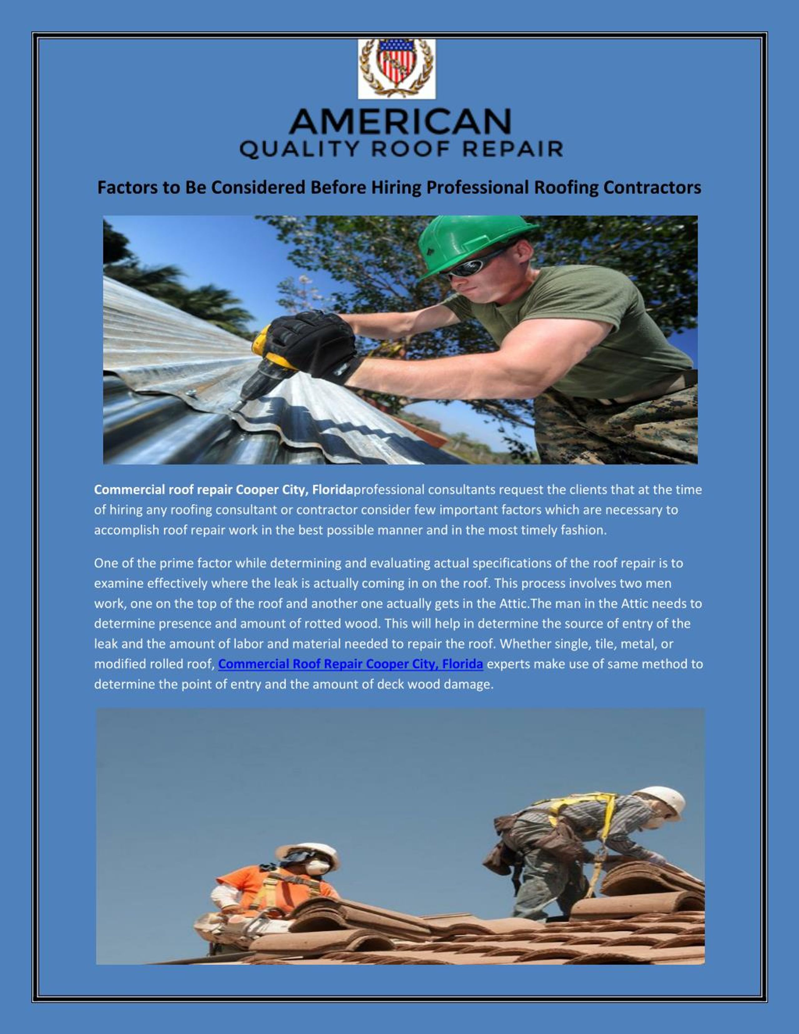 PPT Factors to Be Considered Before Hiring Professional Roofing