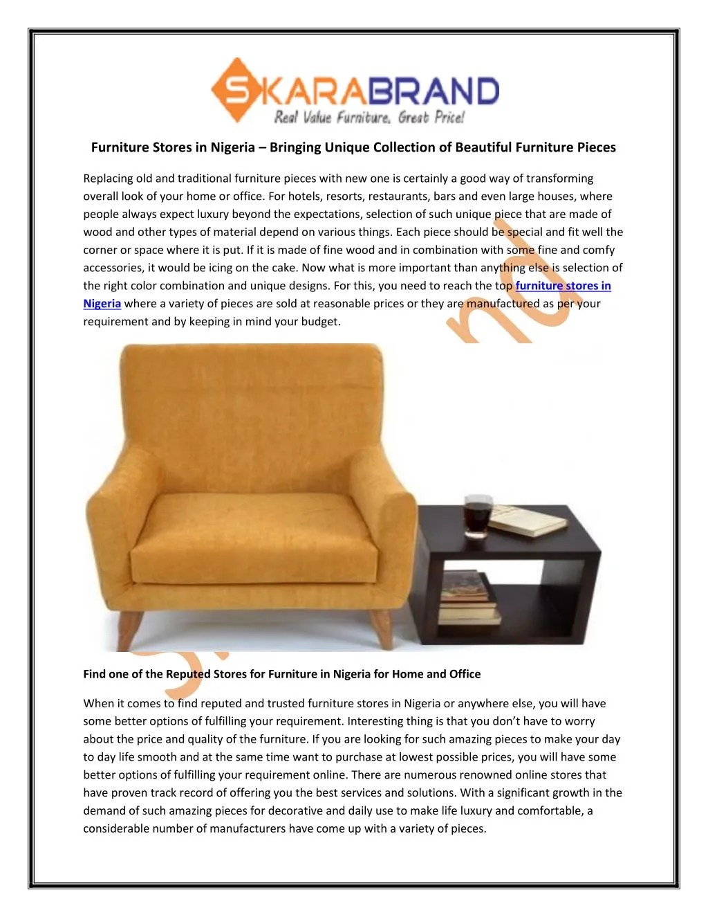 PPT Furniture Stores in Nigeria Bringing Unique Collection of Beautiful Furniture Pieces