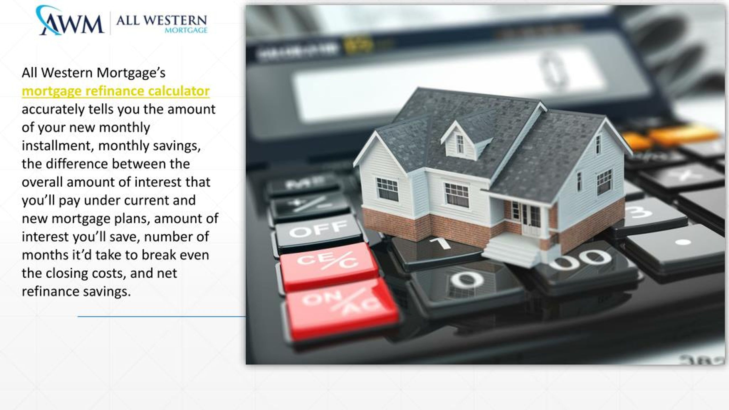 PPT All Western Mortgage’s home refinance calculator PowerPoint
