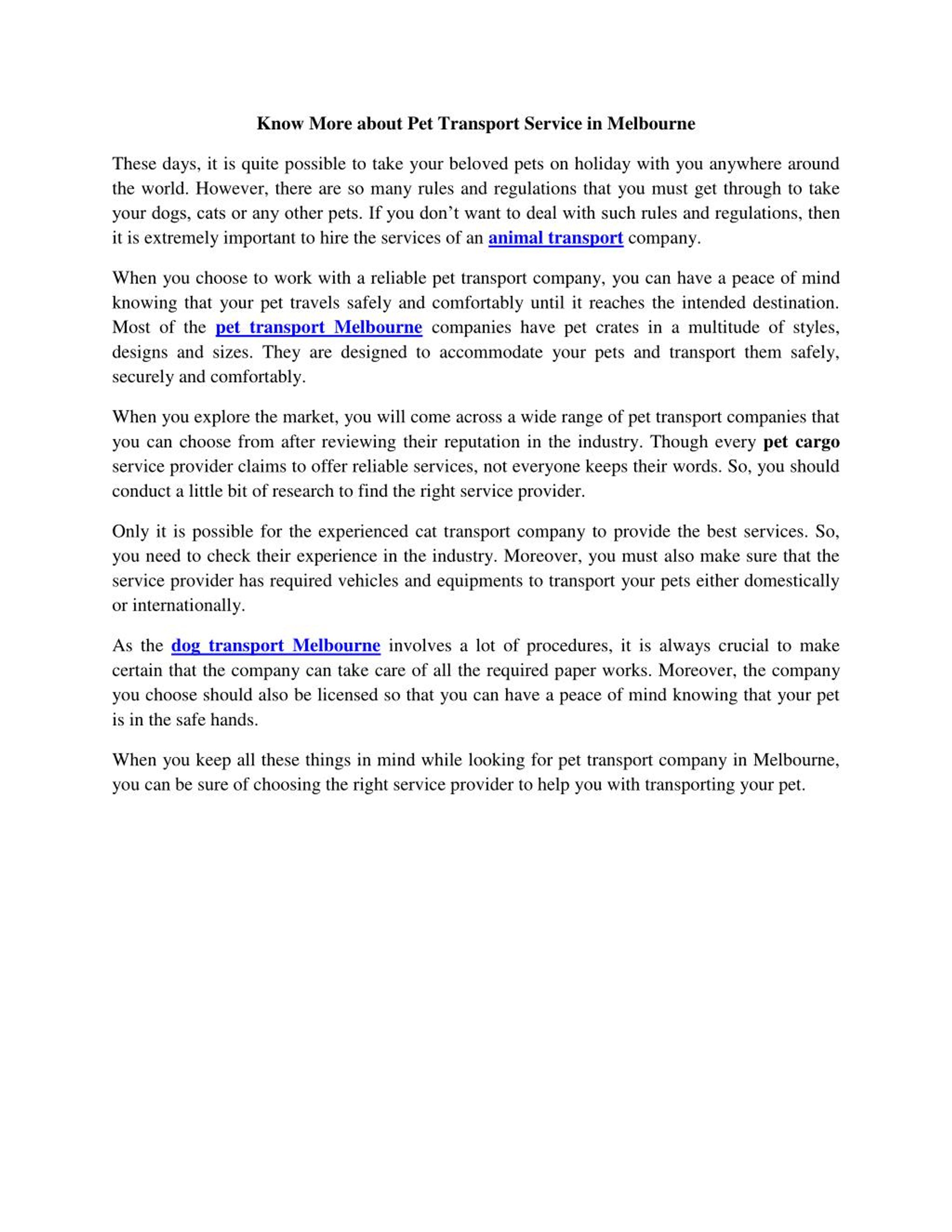 PPT Know More about Pet Transport Service in Melbourne PowerPoint