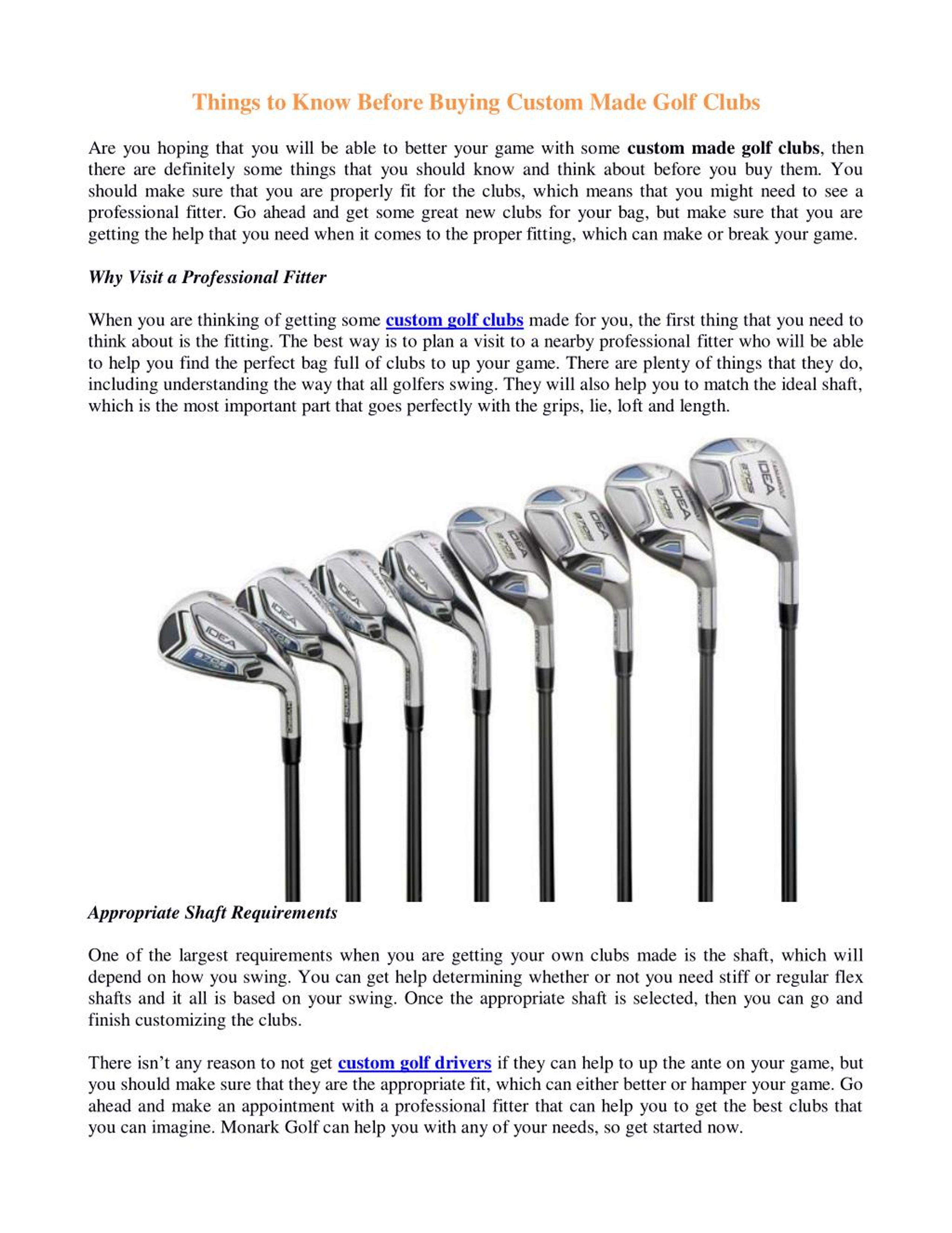 PPT Things to Know Before Buying Custom Made Golf Clubs PowerPoint