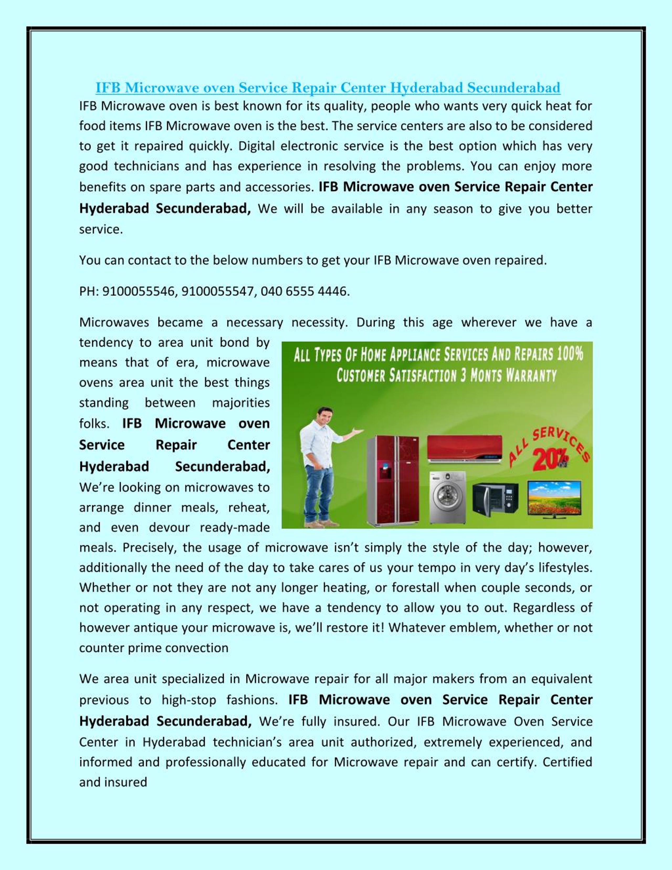 PPT IFB Microwave oven Service Repair Center Hyderabad Secunderabad PowerPoint Presentation