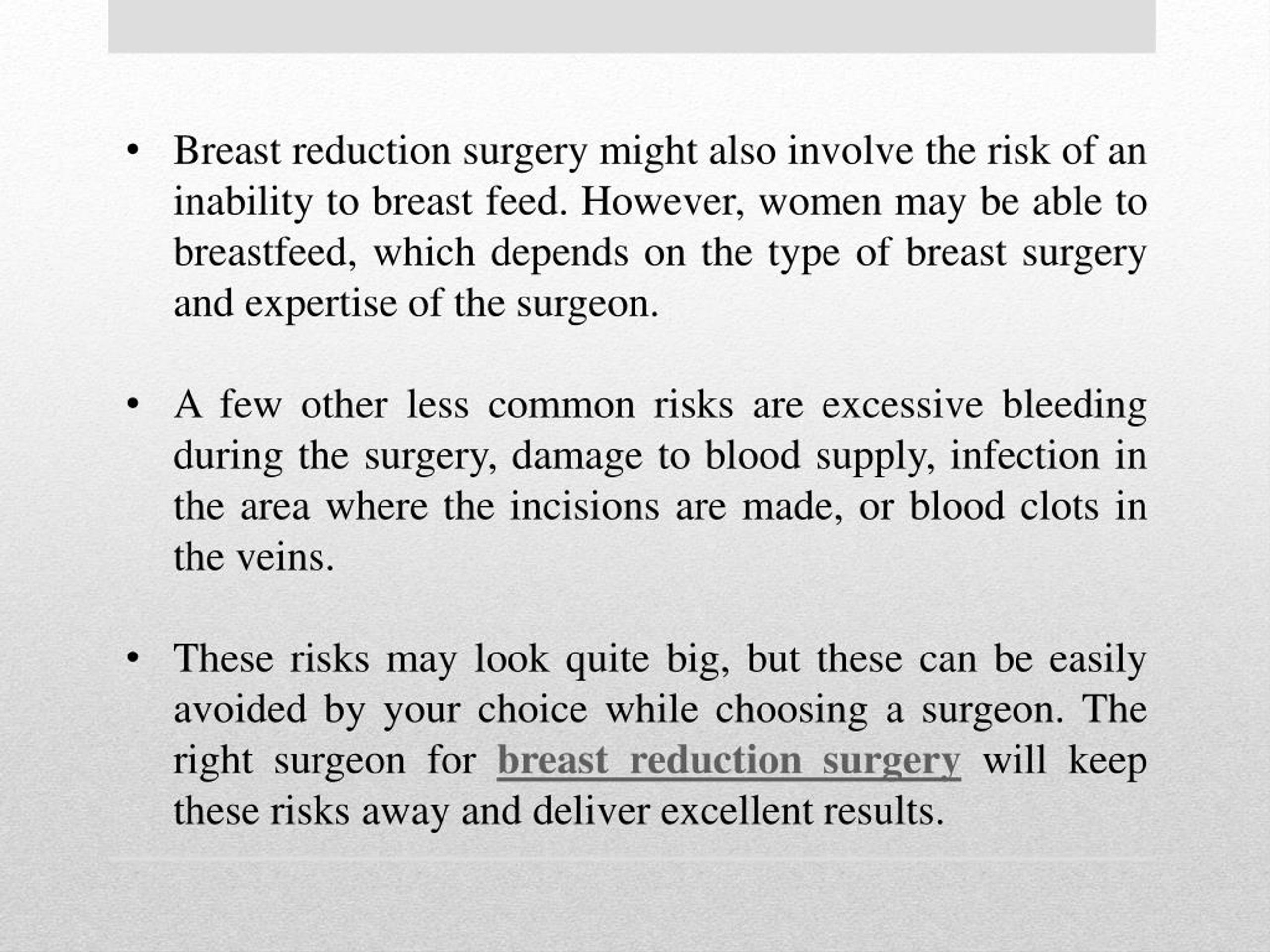 PPT Risks & Benefits Of Breast Reduction Surgery PowerPoint