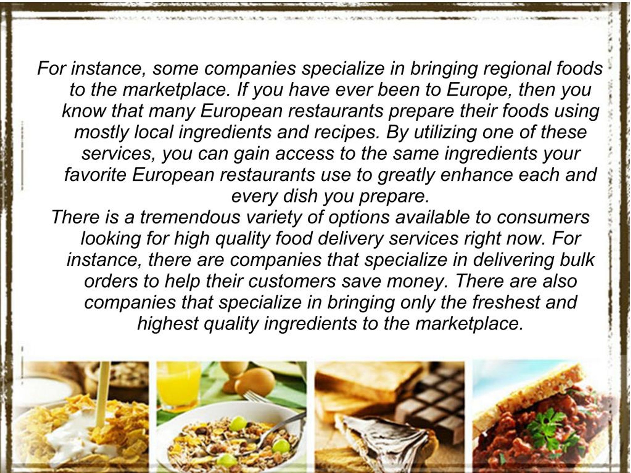 PPT Features Of Modern Food Delivery Services PowerPoint Presentation