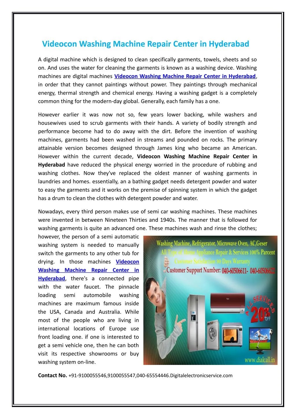 PPT Videocon Washing Machine Repair Center in Hyderabad PowerPoint