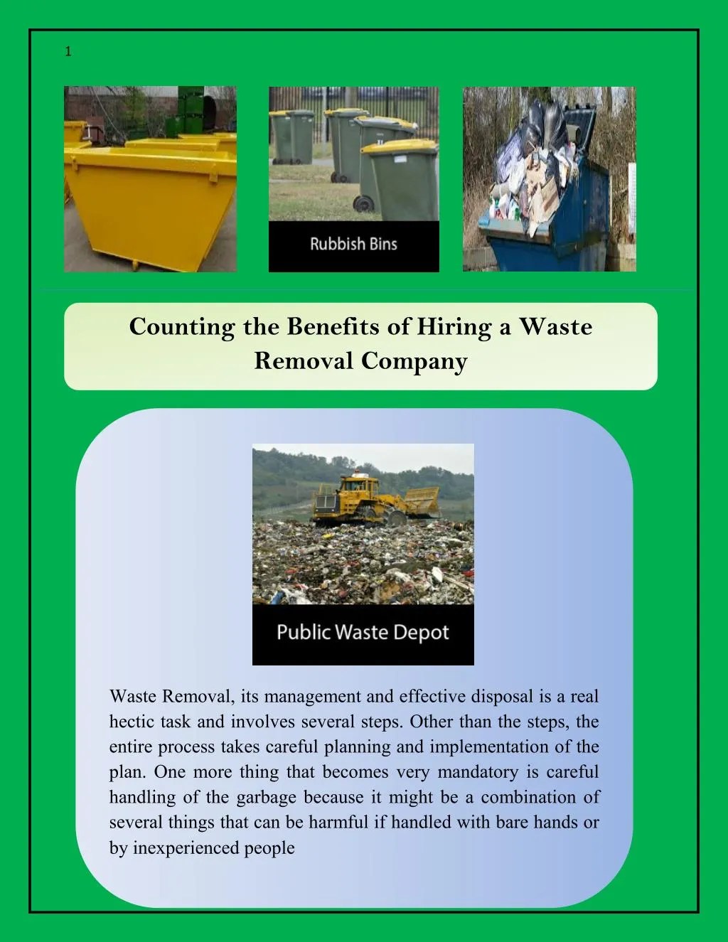 PPT Counting the Benefits of Hiring a Waste Removal Company