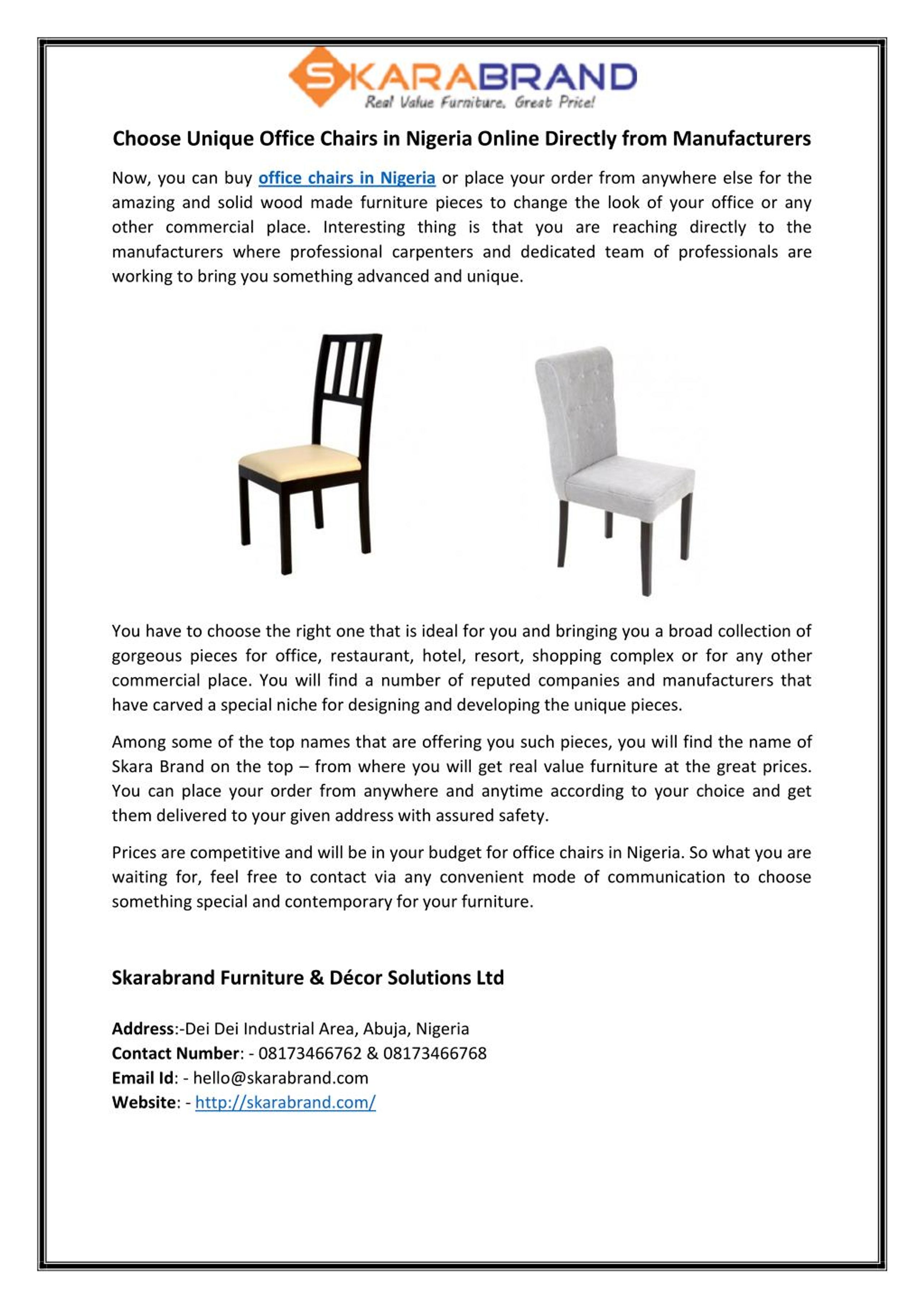 PPT Choose Unique Office Chairs in Nigeria Online Directly from