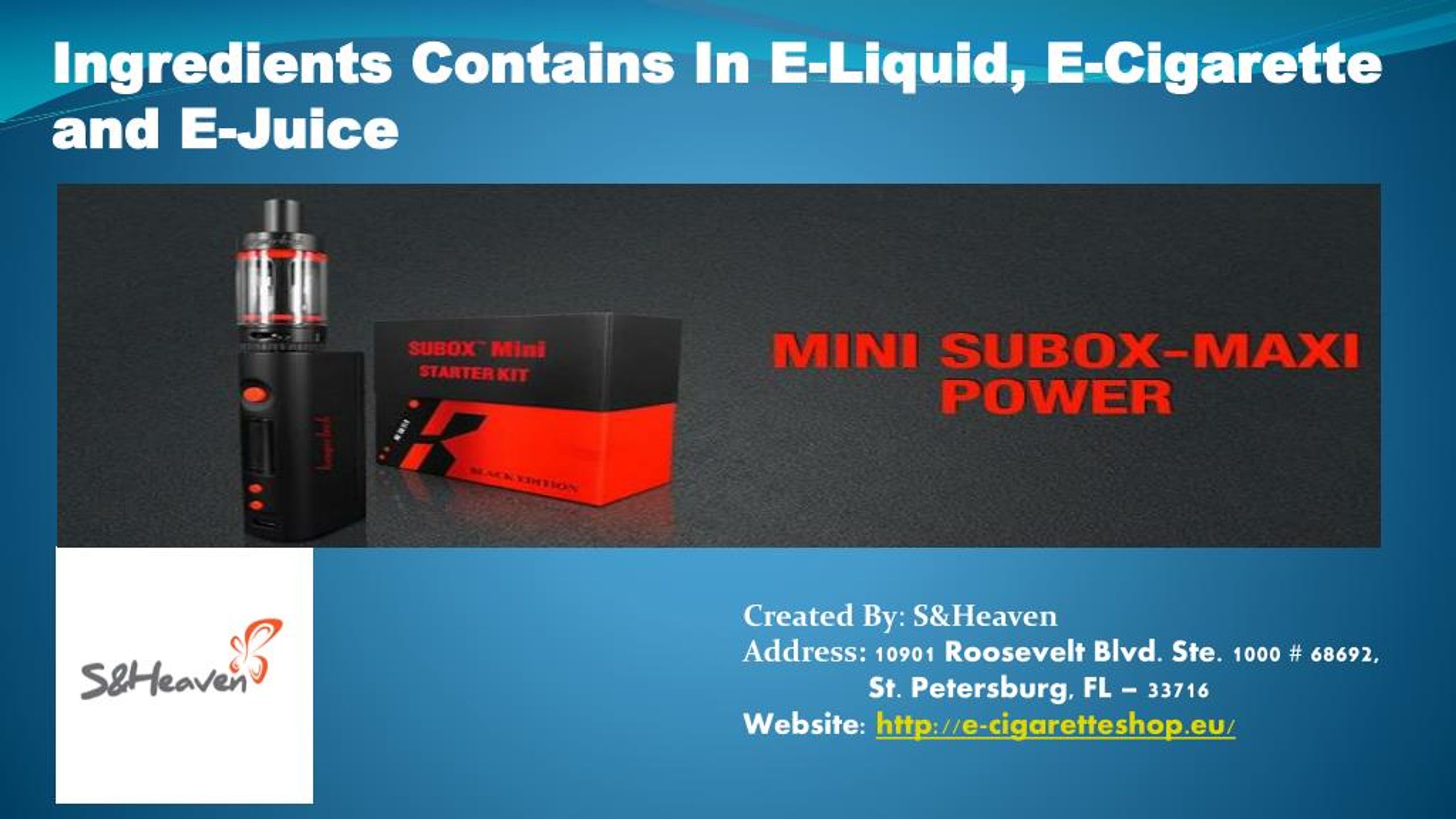 PPT Ingredients Contains In ELiquid, ECigarette and EJuice