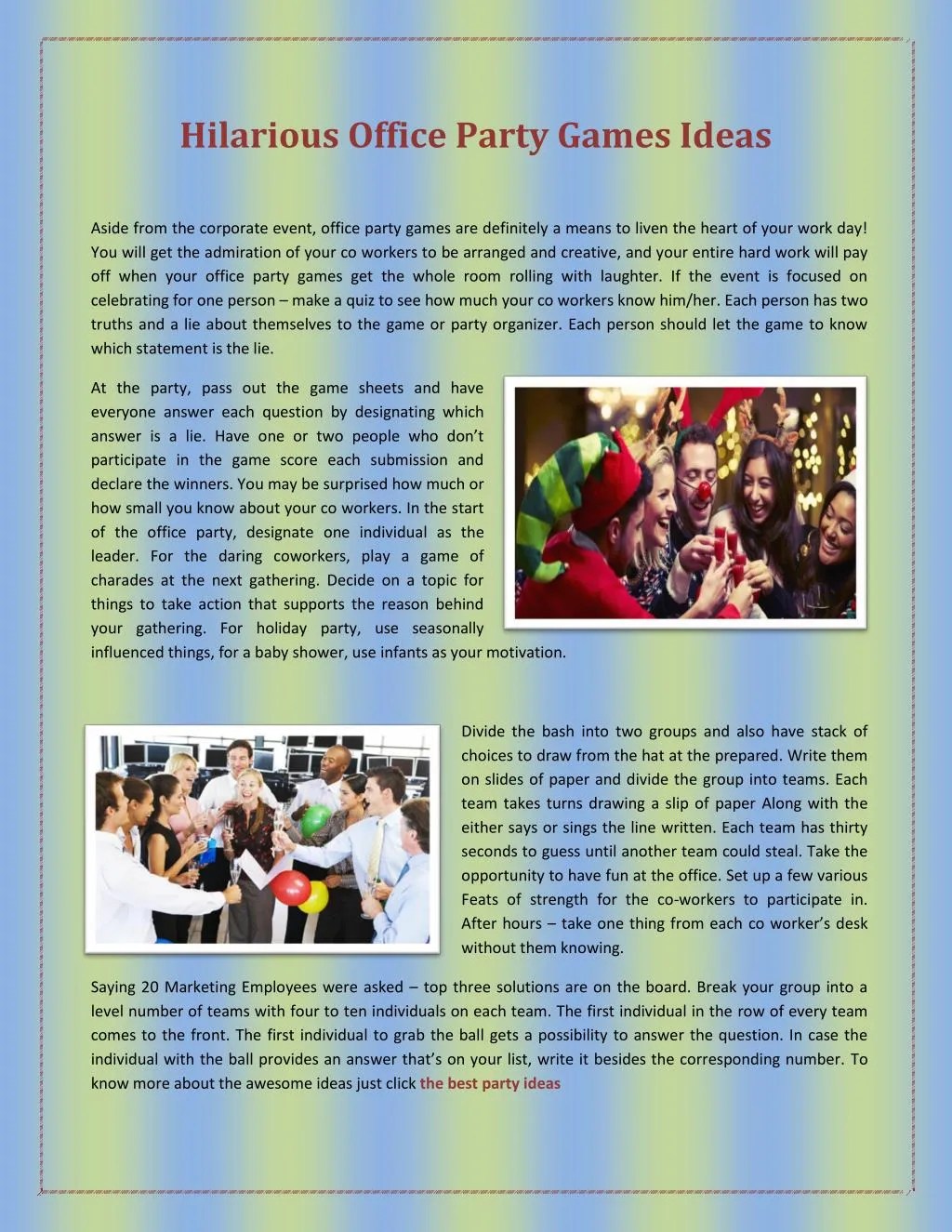 PPT Hilarious Office Party Games Ideas PowerPoint Presentation, free