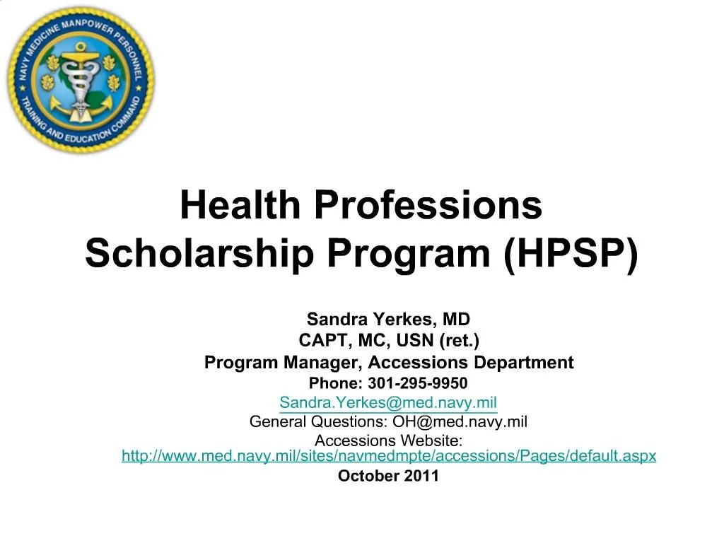 PPT Health Professions Scholarship Program HPSP PowerPoint