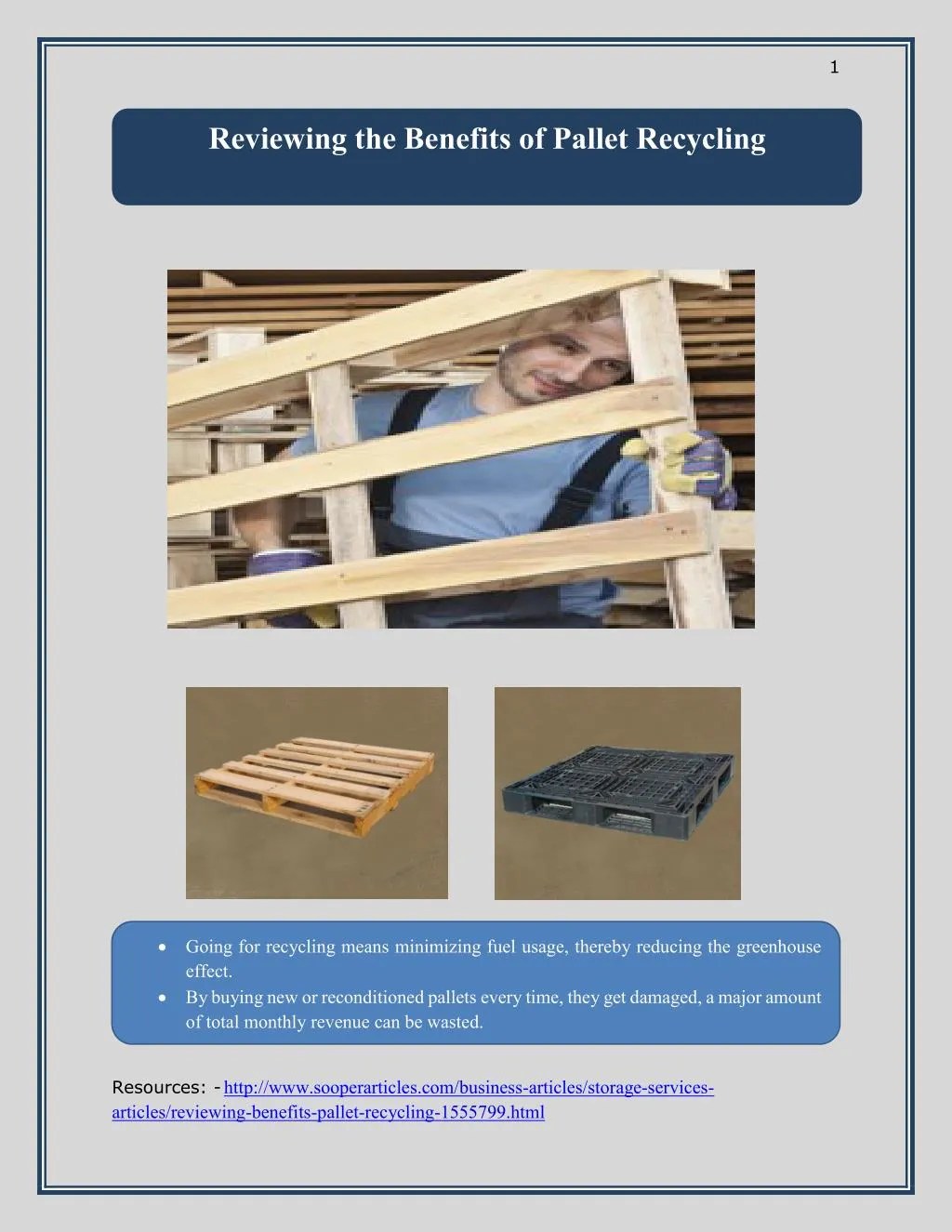 PPT Reviewing the Benefits of Pallet Recycling PowerPoint