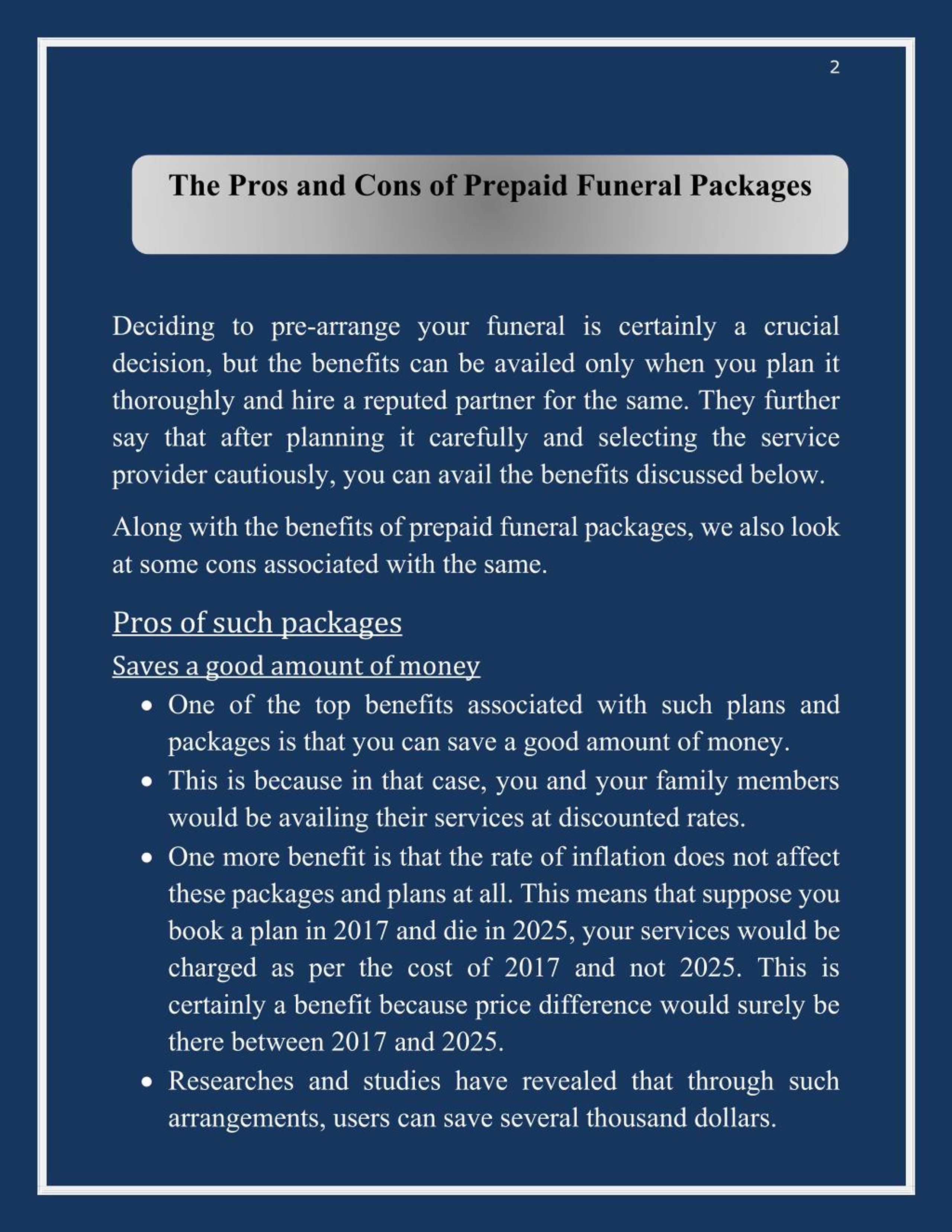 PPT The Pros and Cons of Prepaid Funeral Packages PowerPoint