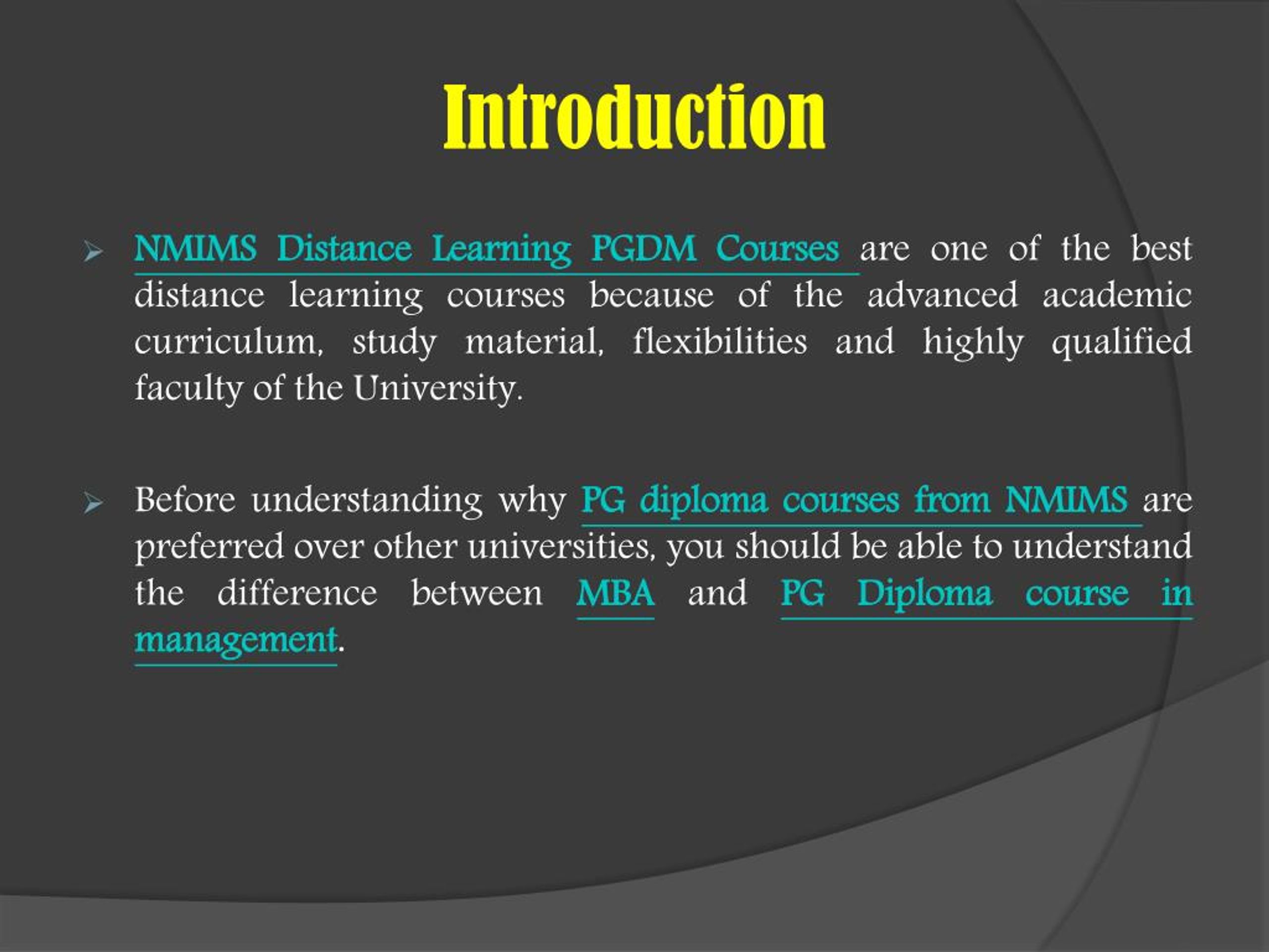 PPT Why choose NMIMS for Distance Learning PGDM Courses. PowerPoint Presentation ID7509765