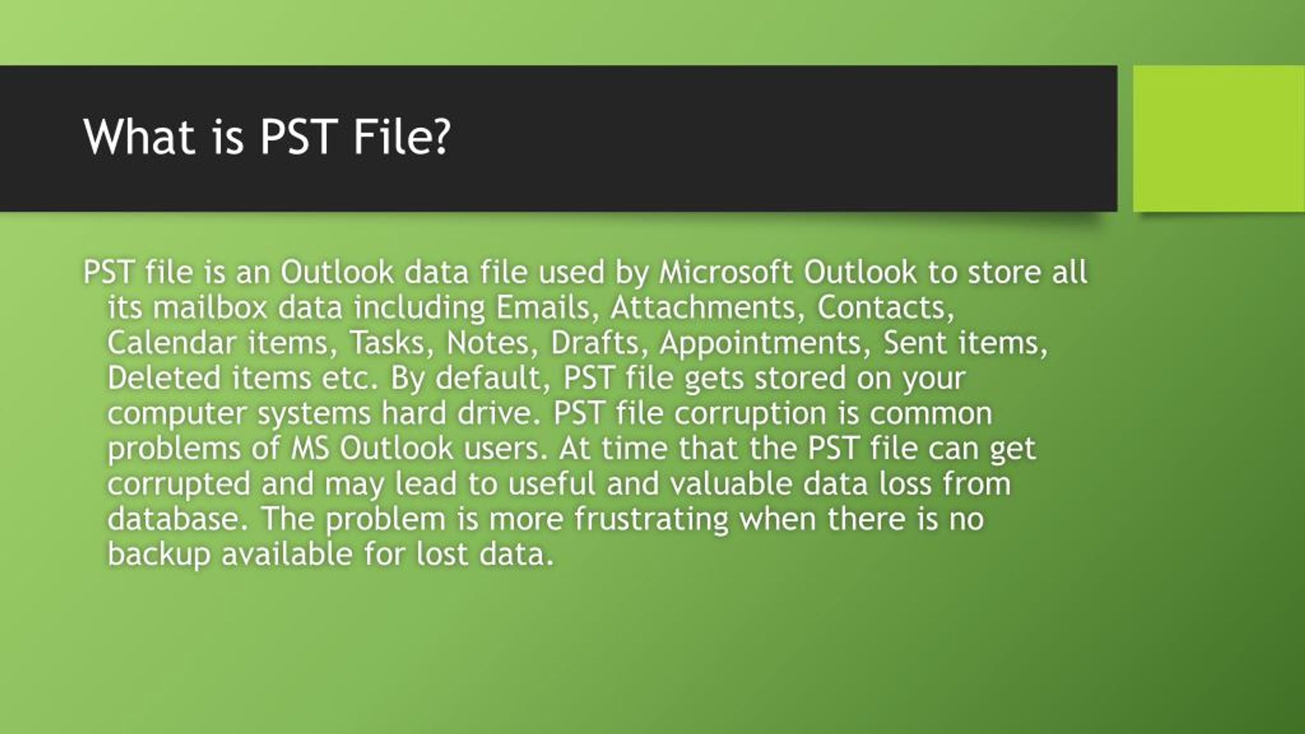 PPT Outlook PST File Recovery PowerPoint Presentation, free download