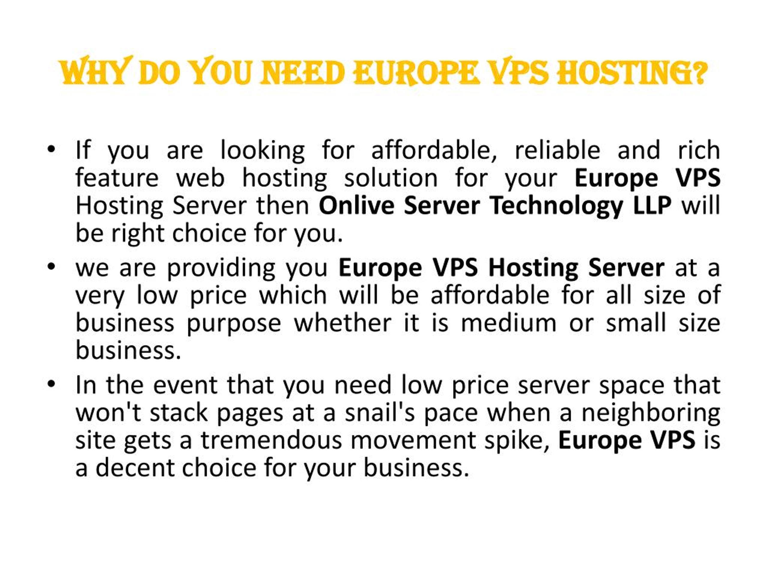 PPT Europe VPS Hosting Server LLP Onlive Server Technology LLP