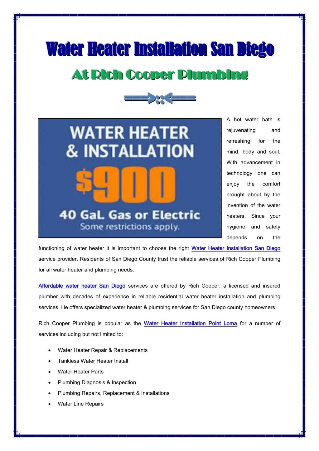 PPT Affordable Water Heater Installation San Diego PowerPoint