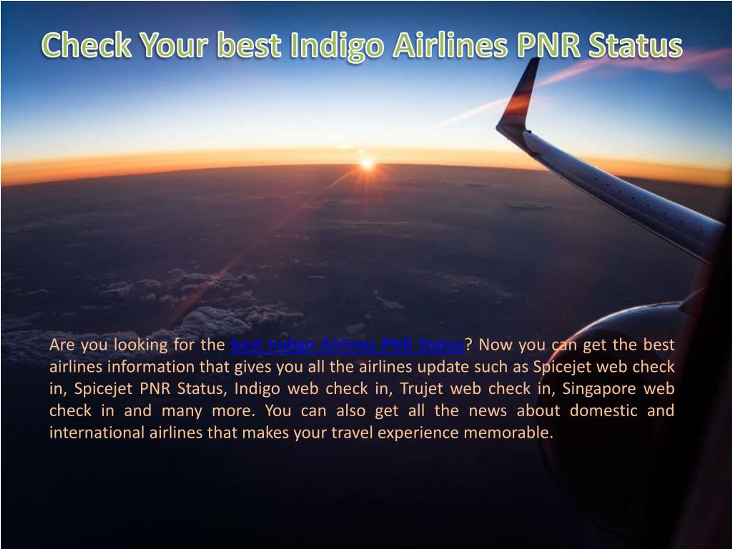 PPT Check Your best Indigo Airlines PNR Status PowerPoint