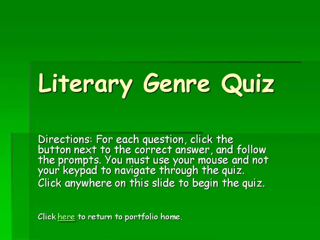 PPT Literary Genre Quiz PowerPoint Presentation, free download ID