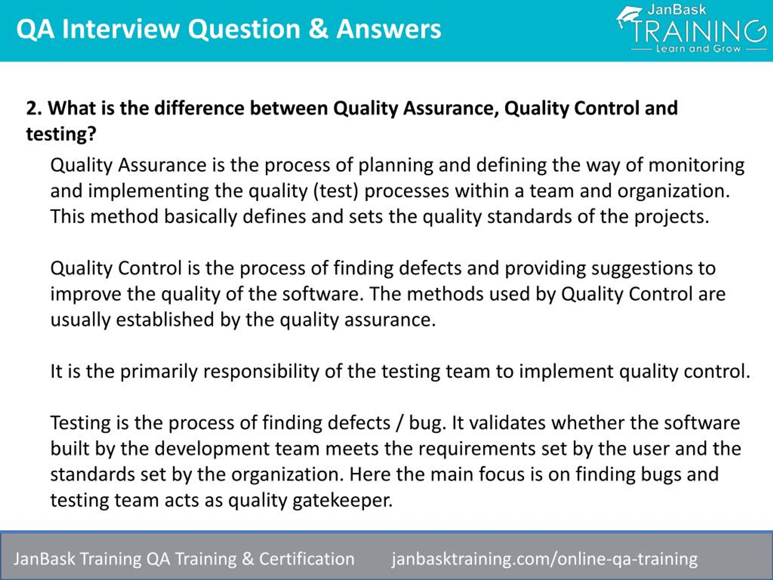 PPT Software Quality Assurance (QA) Testing Interview Questions